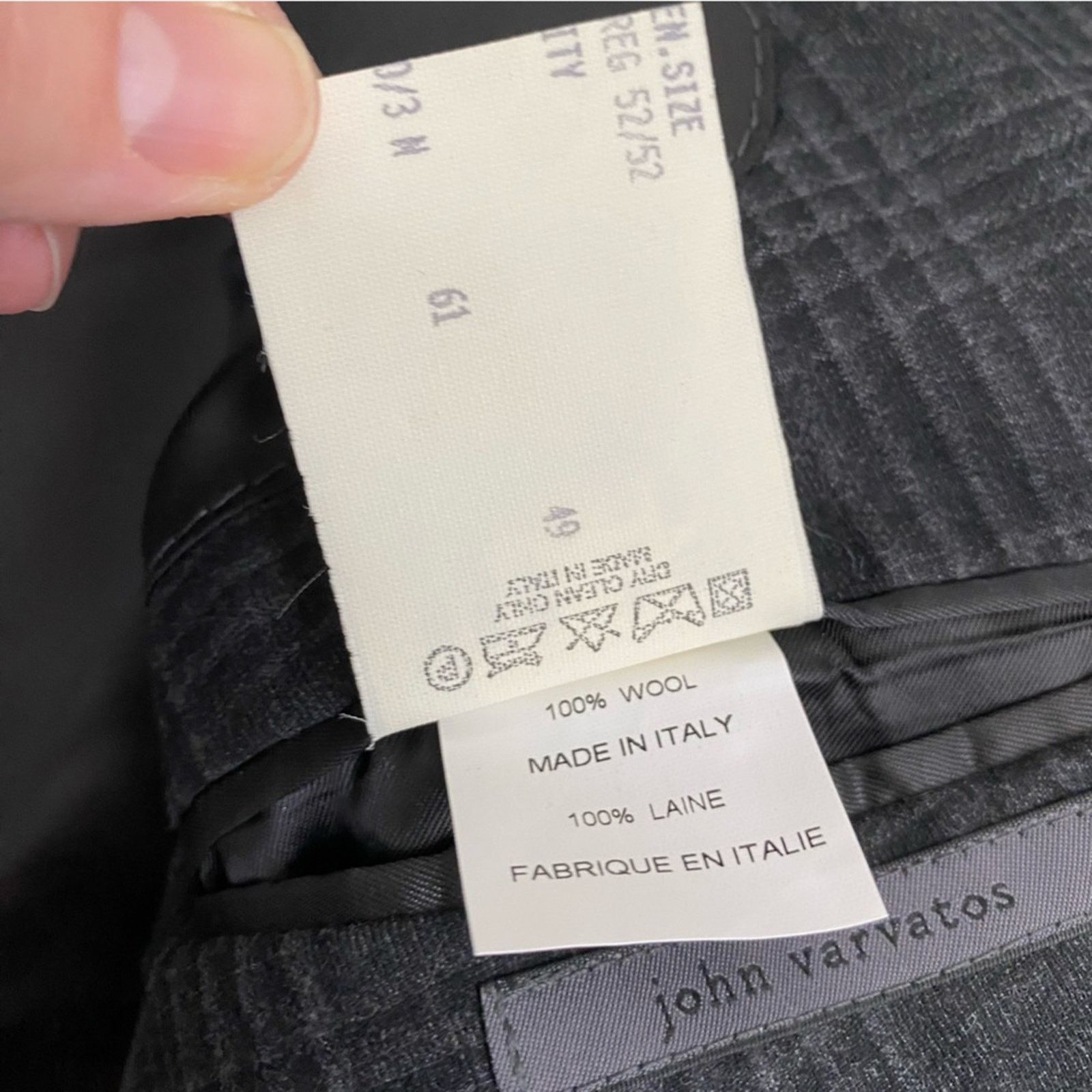 John Varvatos John Varvatos gray black plaid wool 2 piece suit 52R Size 52R - 10 Thumbnail