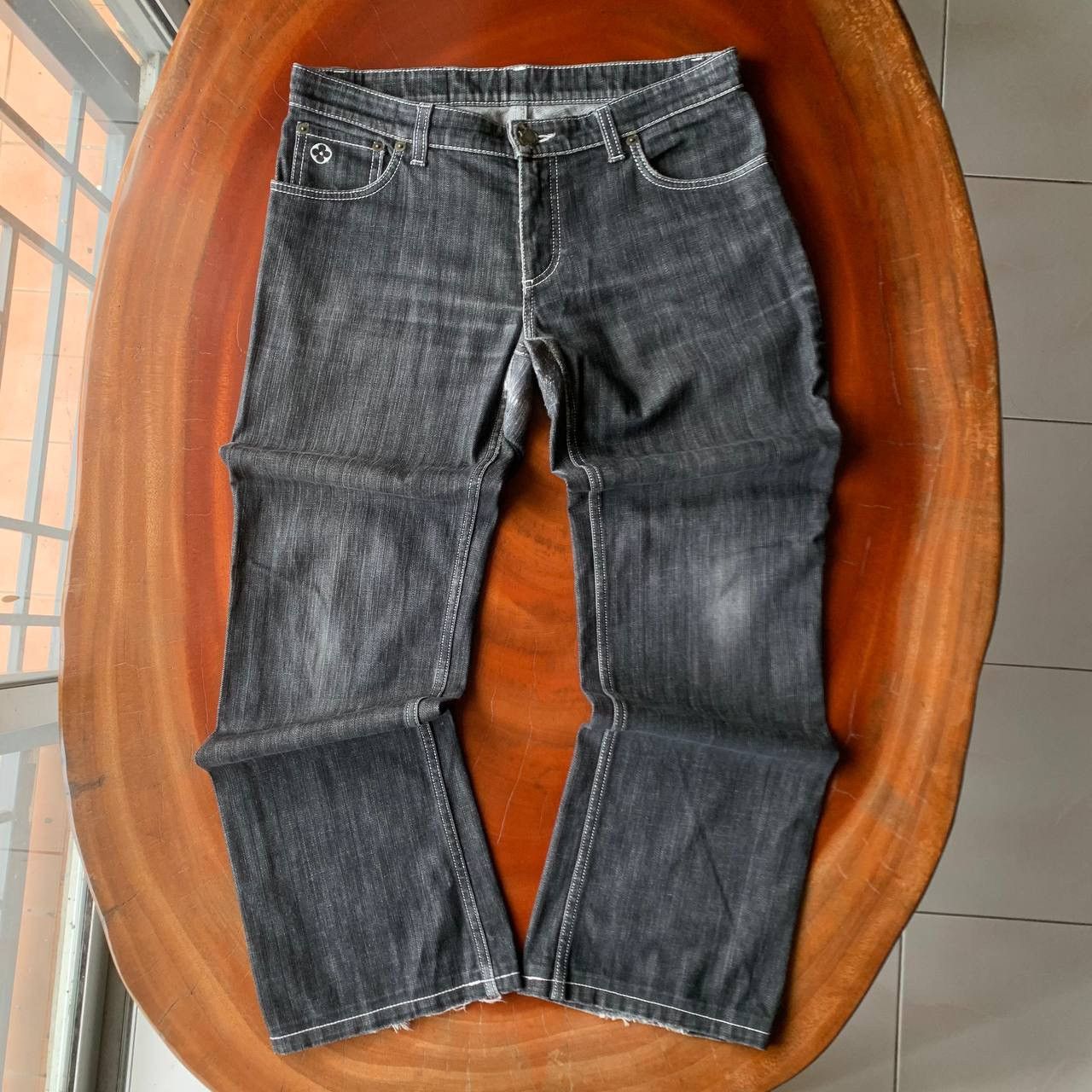 Louis Vuitton Black Washed Denim Jeans Pants
