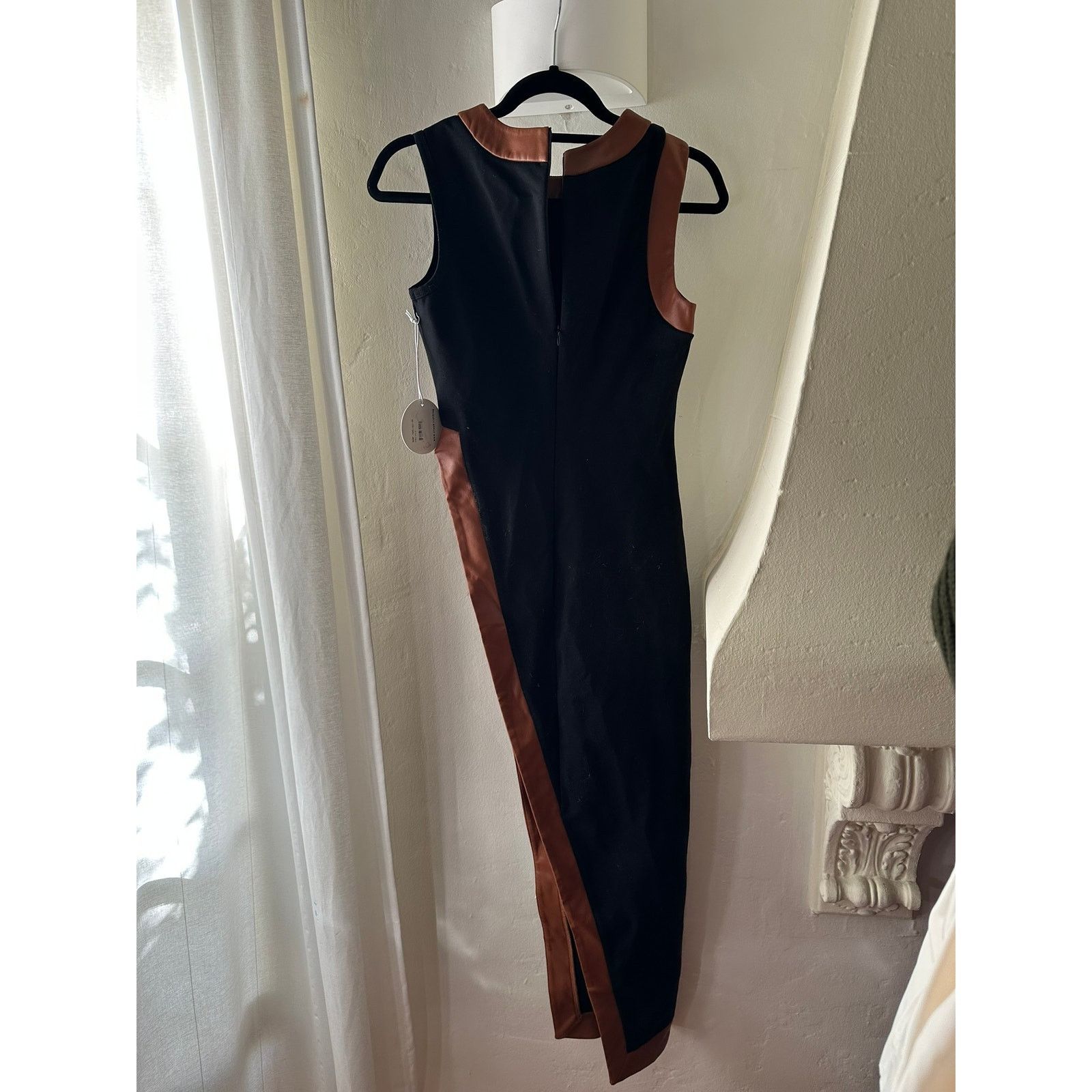 Staud STAUD Noir Contrast Trim Mock Neck Maxi Dress S Size S / US 4 / IT 40 - 6 Thumbnail