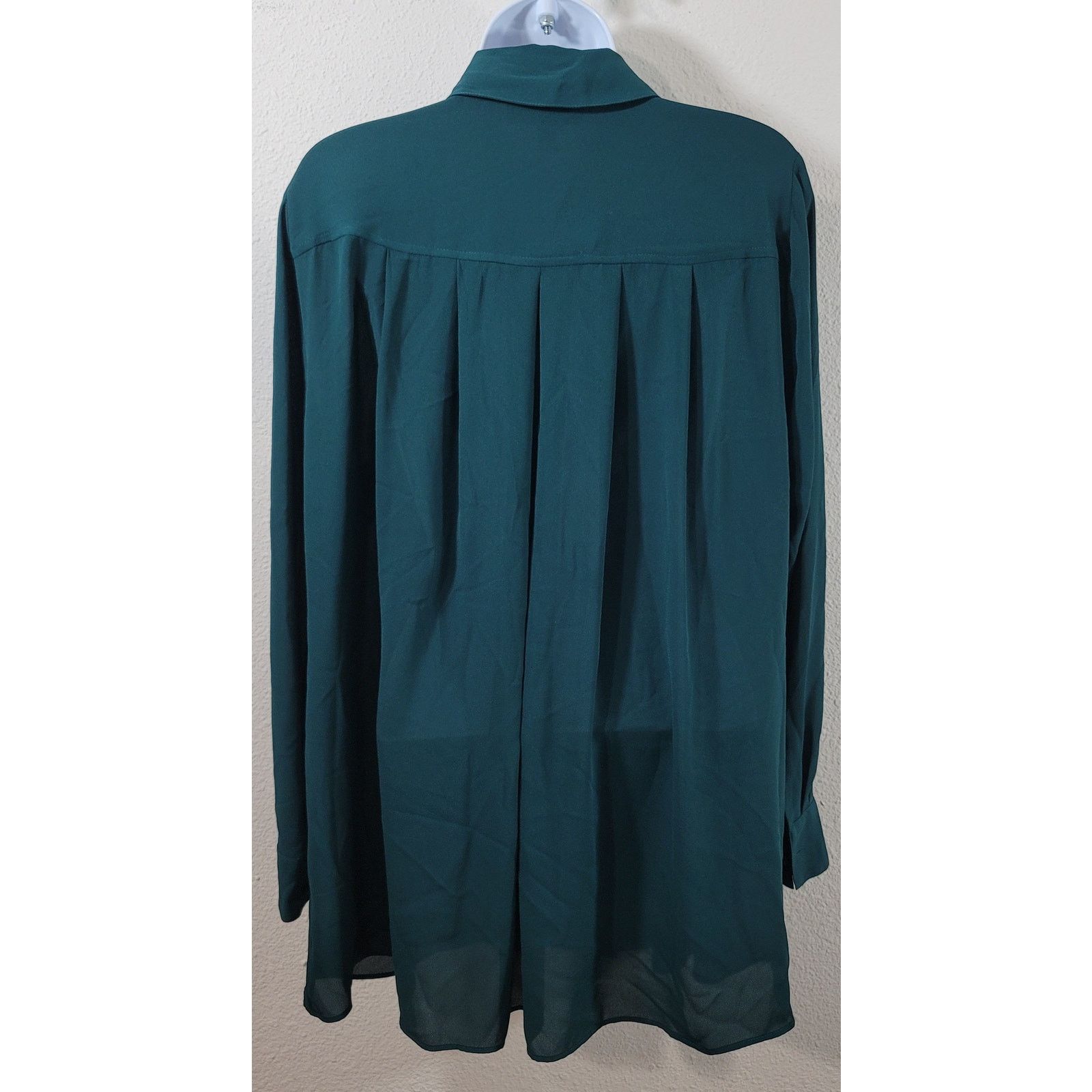 Other Lane Bryant Green Button Up Pointed Collar Top 10 12 Size L / US 10 / IT 46 - 2 Thumbnail