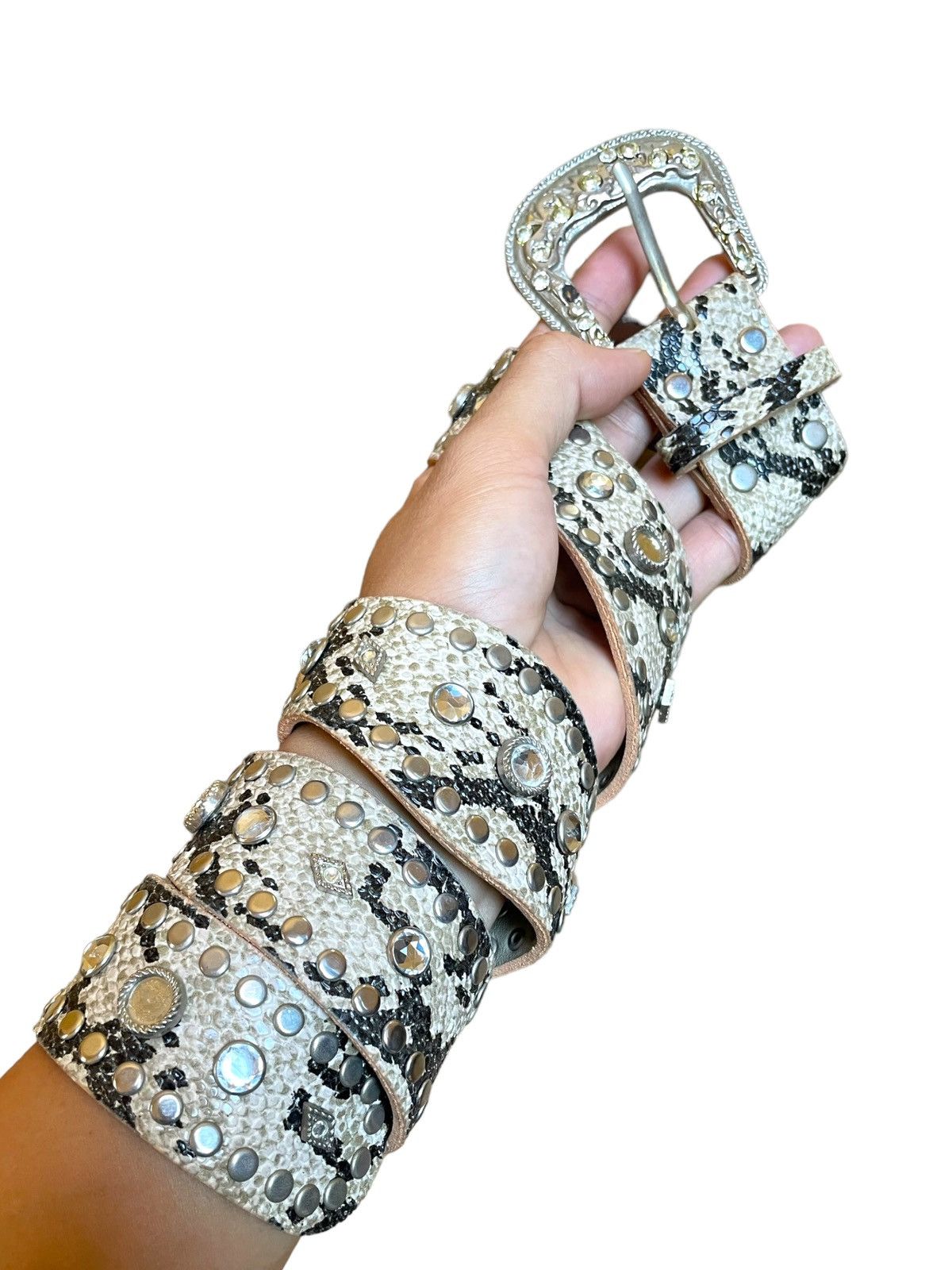 Hysteric Glamour × Tornado Mart Vintage Hysteric Style Studded Rhinestones Snake Skin Belt Size ONE SIZE - 2 Thumbnail