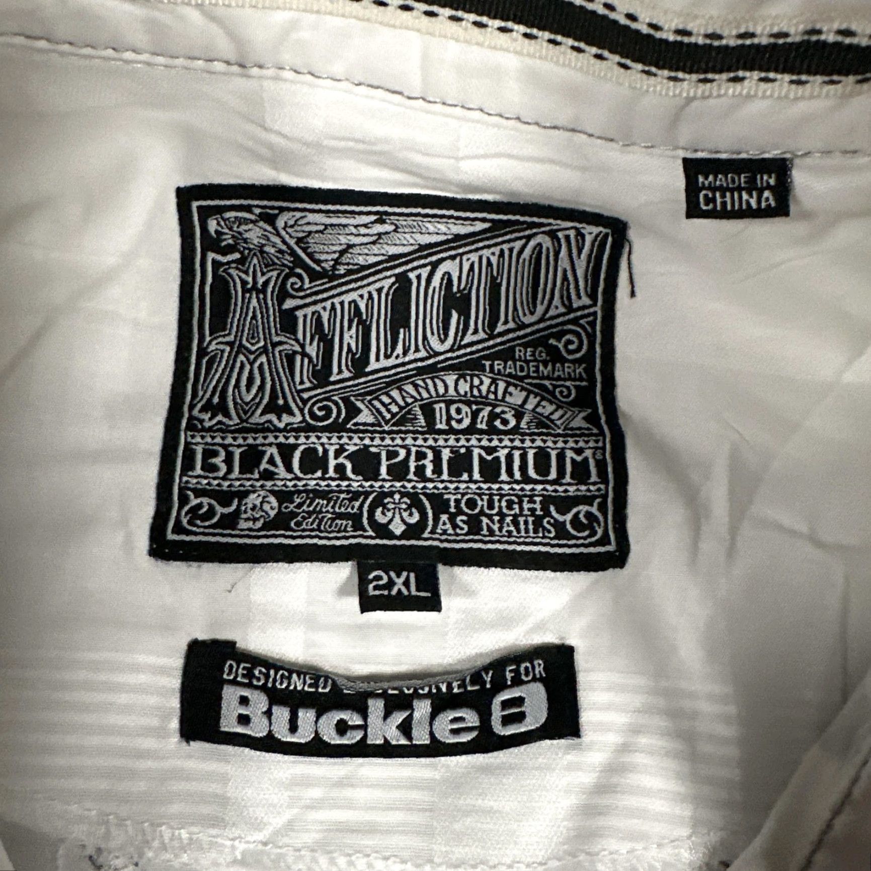 Affliction Affliction Shirt 2XL White Long Sleeve Western Buckle Exclusive Reflective Mens Size US XXL / EU 58 / 5 - 4 Thumbnail
