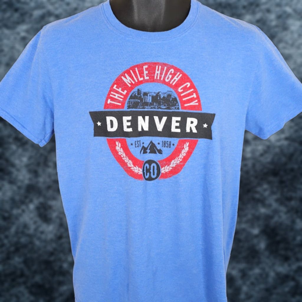Gildan Denver Colorado T Shirt Mens Size Medium Blue Mile High City Travel Destination Size US M / EU 48-50 / 2 - 1 Thumbnail