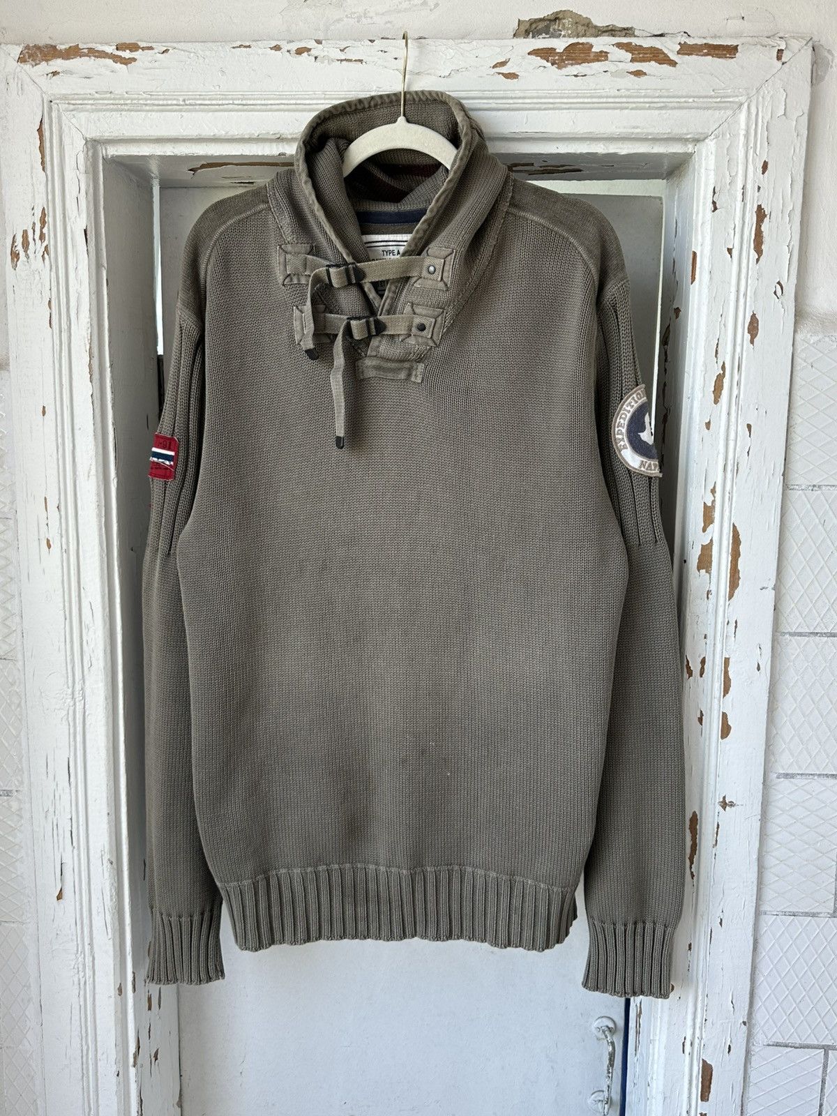 Napapijri × Vintage Vintage Napapijri Khaki Bondage Jumper Size US XL / EU 56 / 4 - 1 Thumbnail