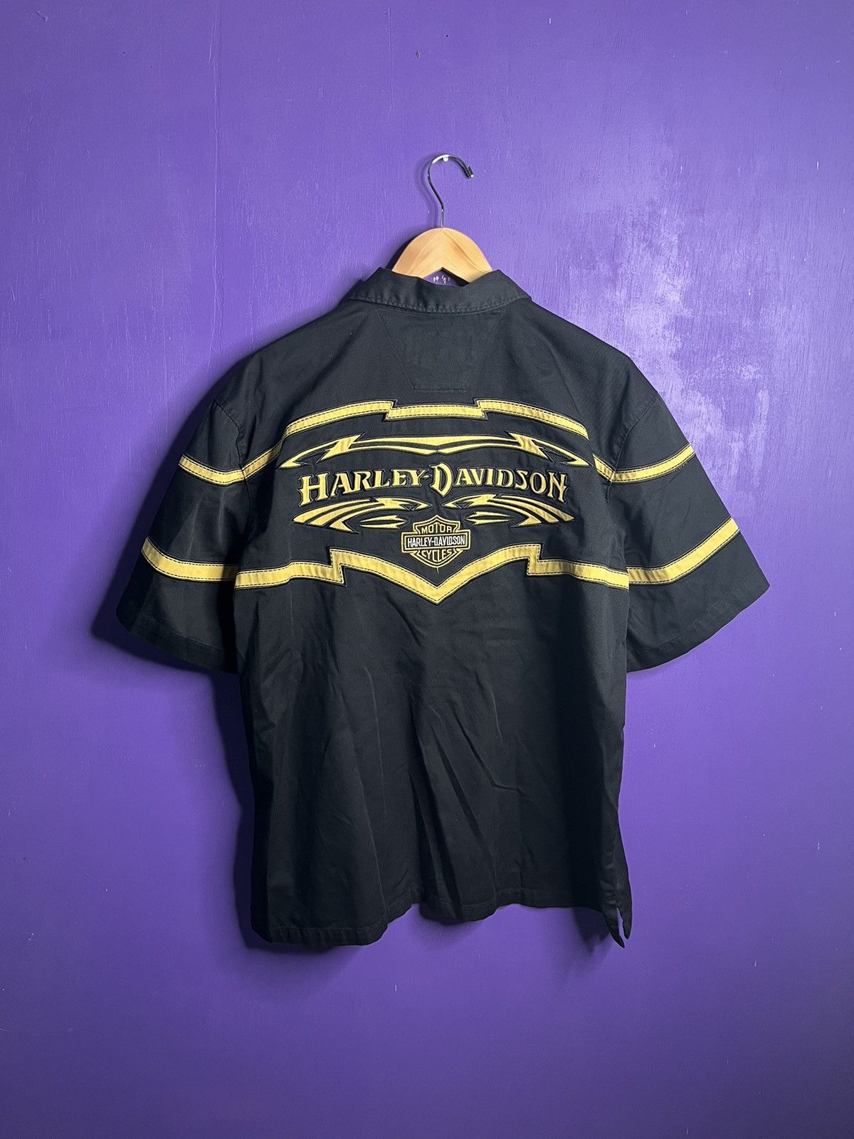 Harley Davidson × Vintage Vintage 90s Harley Davidson lighting button up Size US L / EU 52-54 / 3 - 2 Thumbnail