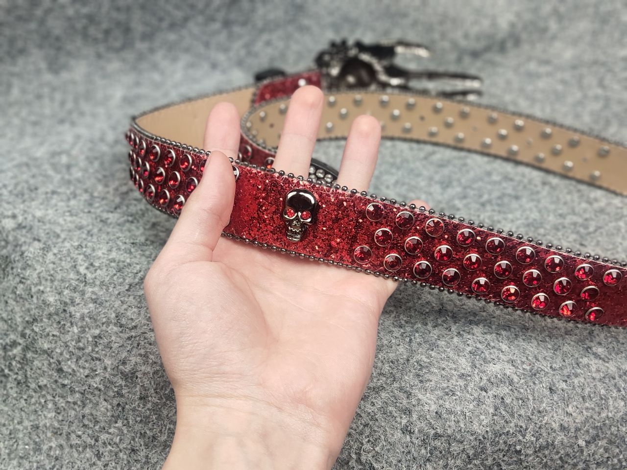 If Six Was Nine Vintage Y2K Punk Rock Red Glitter Skull Belt hysteric LGB Size ONE SIZE - 6 Thumbnail
