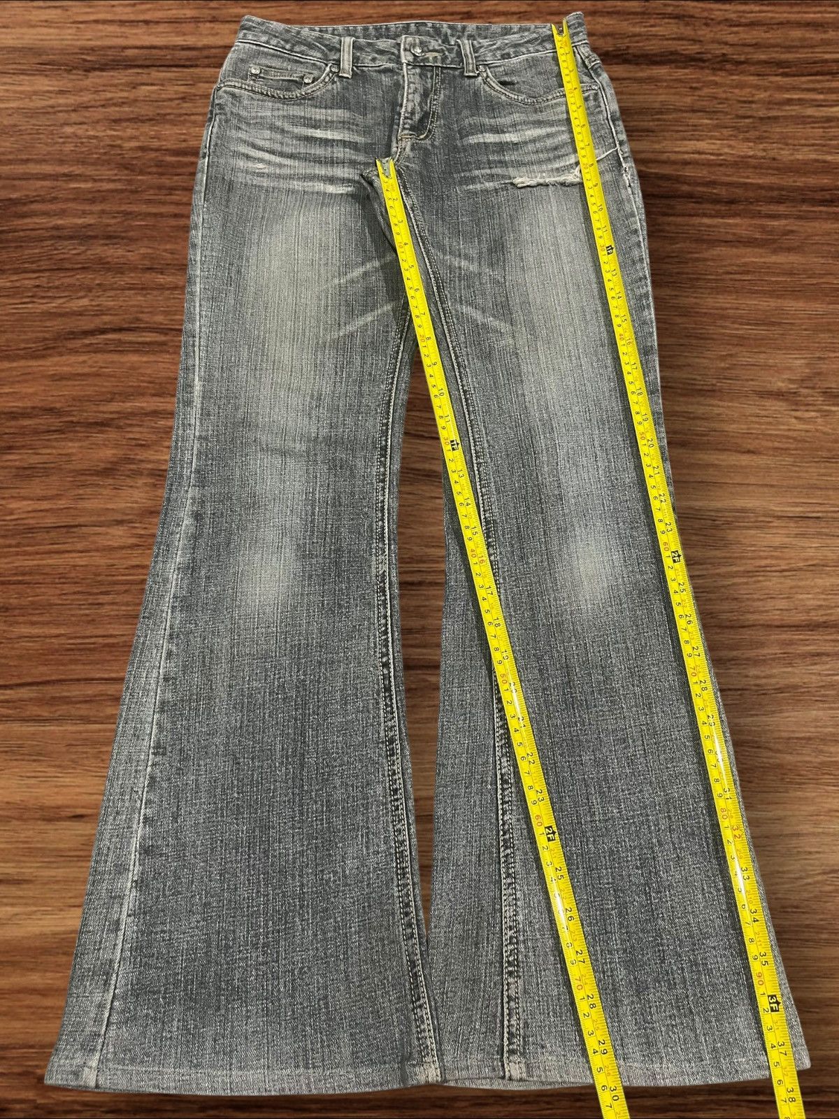 Japanese Brand × Le Grande Bleu (L.G.B.) Vintage Japanese Brand Grey Washed Distressed Flare Jeans Size 27" / US 4 / IT 40 - 10 Thumbnail