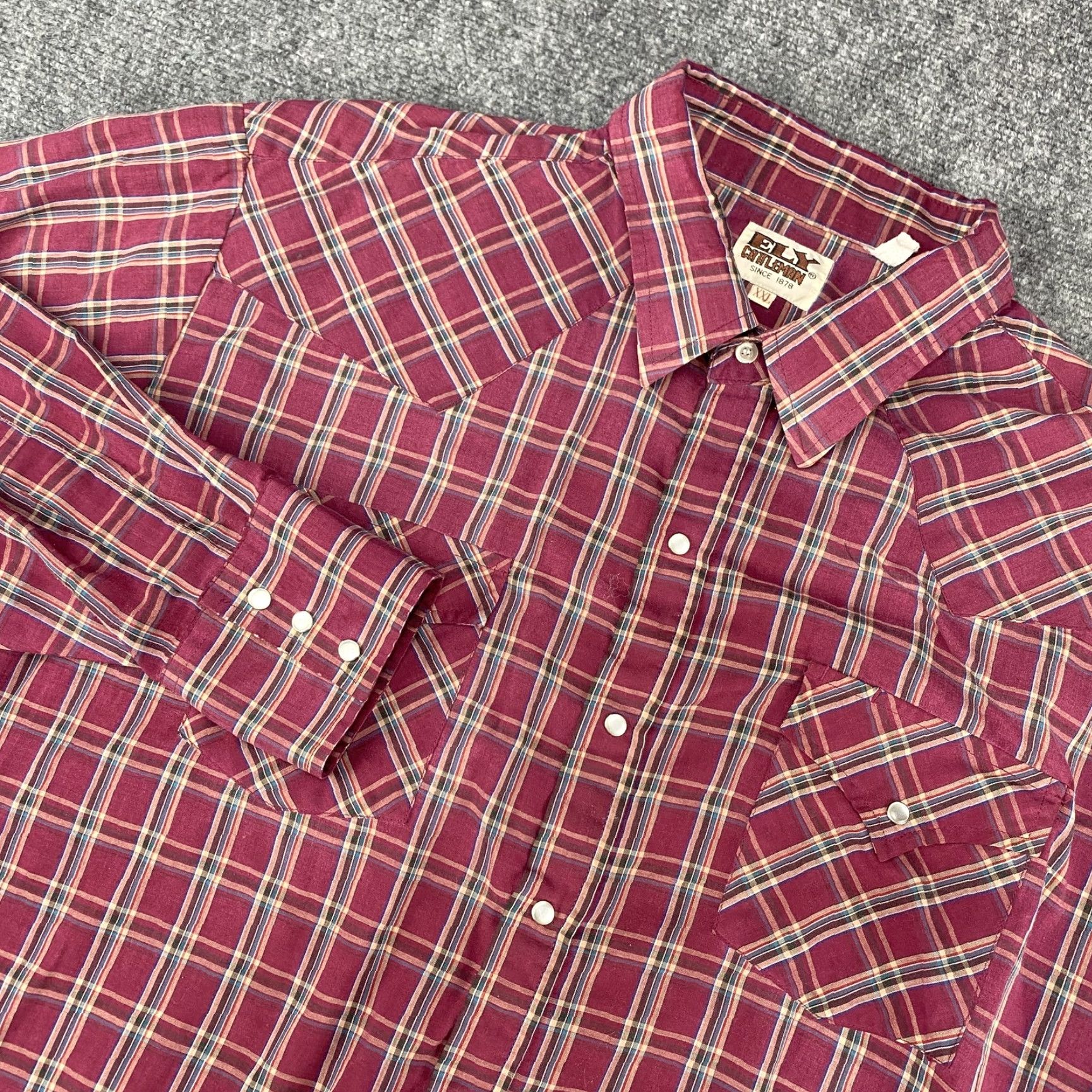 Vintage VINTAGE Ely Cattleman Shirt Mens 2XL Red Plaid Western Pearl Snap Button Up Cow Shirt Size US XXL / EU 58 / 5 - 2 Thumbnail