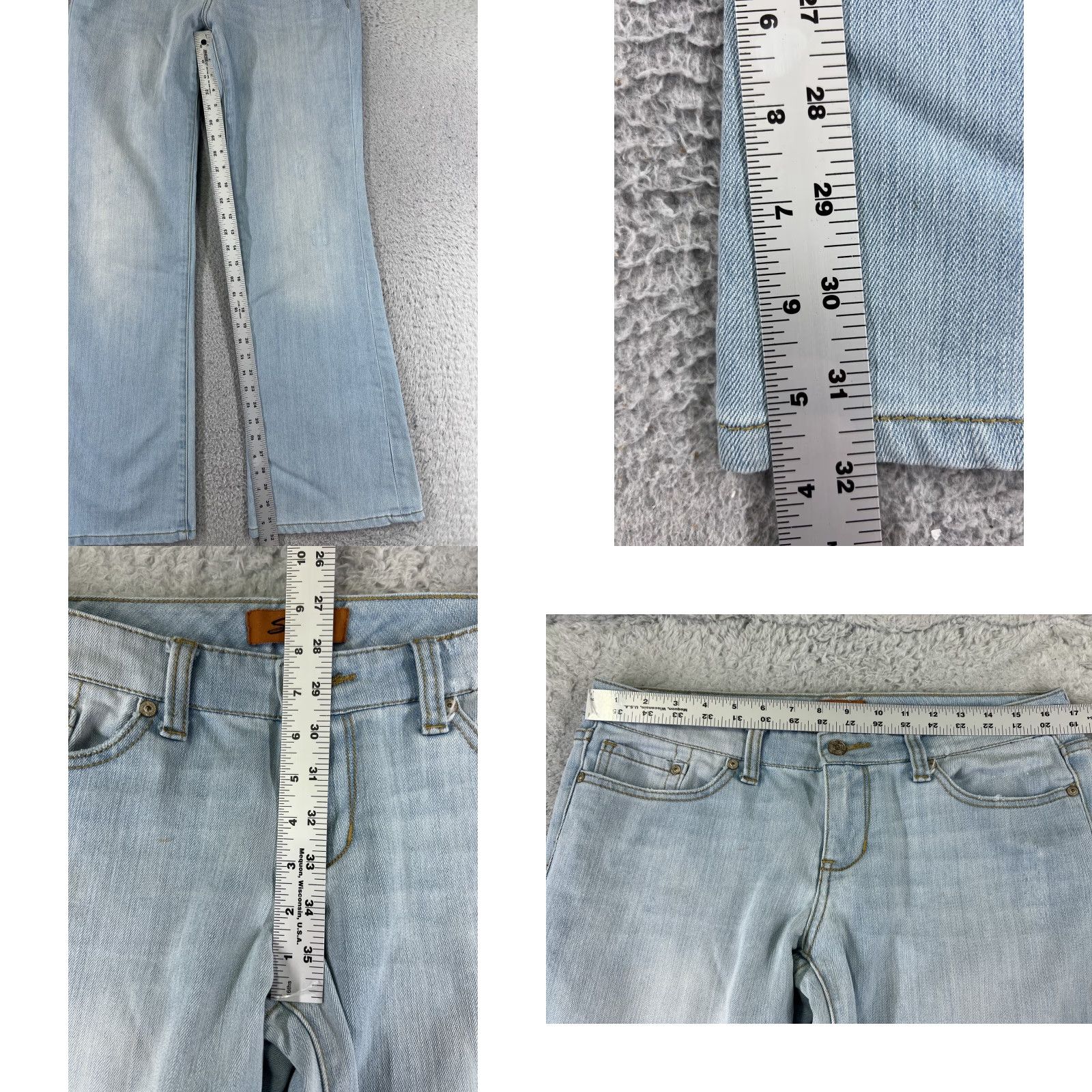Vintage Seven7 Jeans Women 30 Blue Denim Boot Cut Light Wash Distressed 32x32 Size 30" / US 8 / IT 44 - 8 Thumbnail