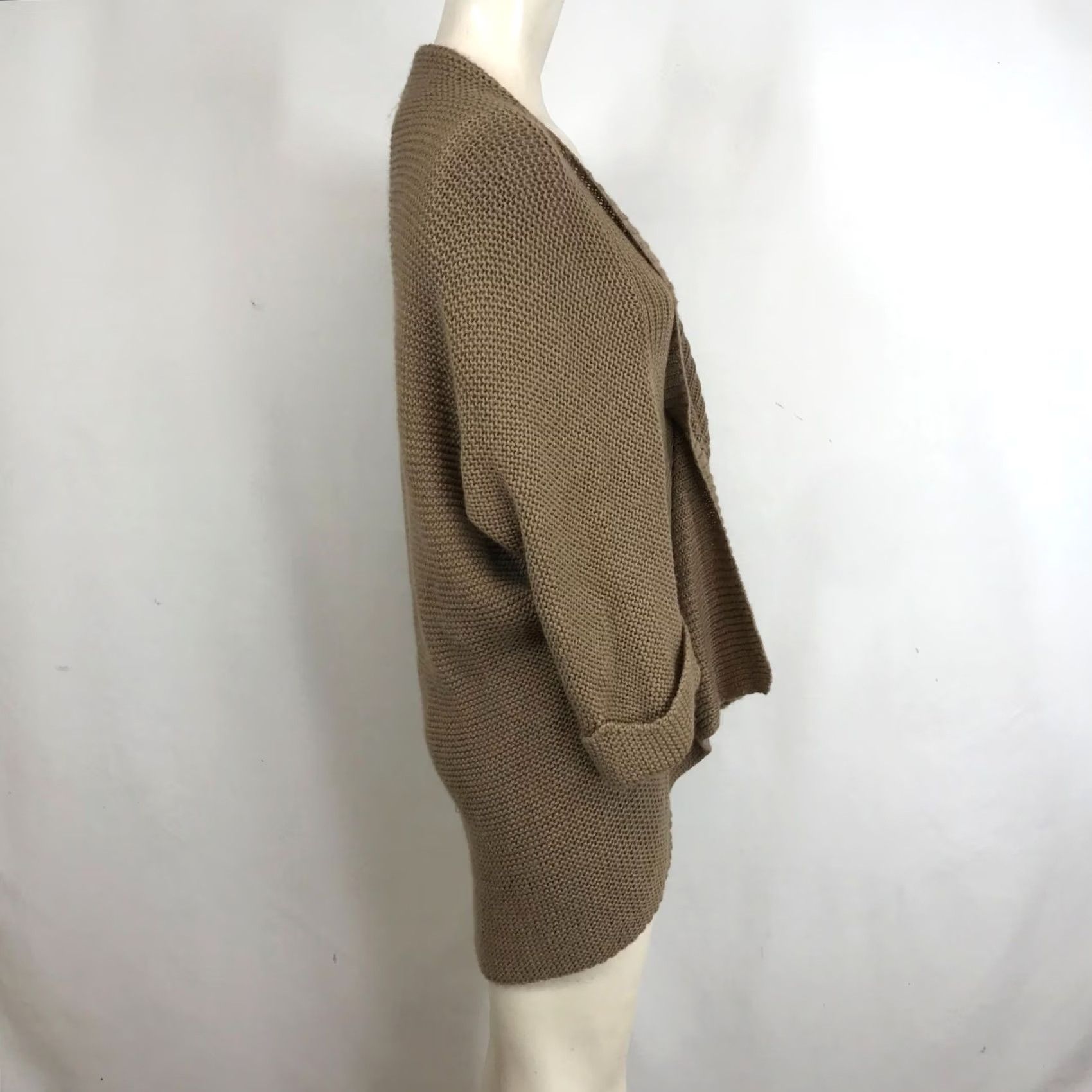 Brochu Walker BROCHU WALKER Cardigan ONE SIZE Brown Tan Alpaca Chunky Drape Front Womens Sweater Size ONE SIZE - 4 Thumbnail