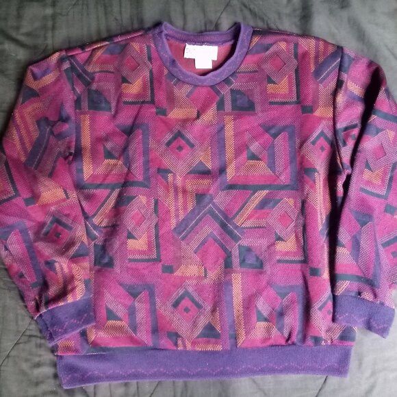 Other Vintage Donnkenny Geometric AOP Crewneck Sweatshirt Size US L / EU 52-54 / 3 - 2 Thumbnail