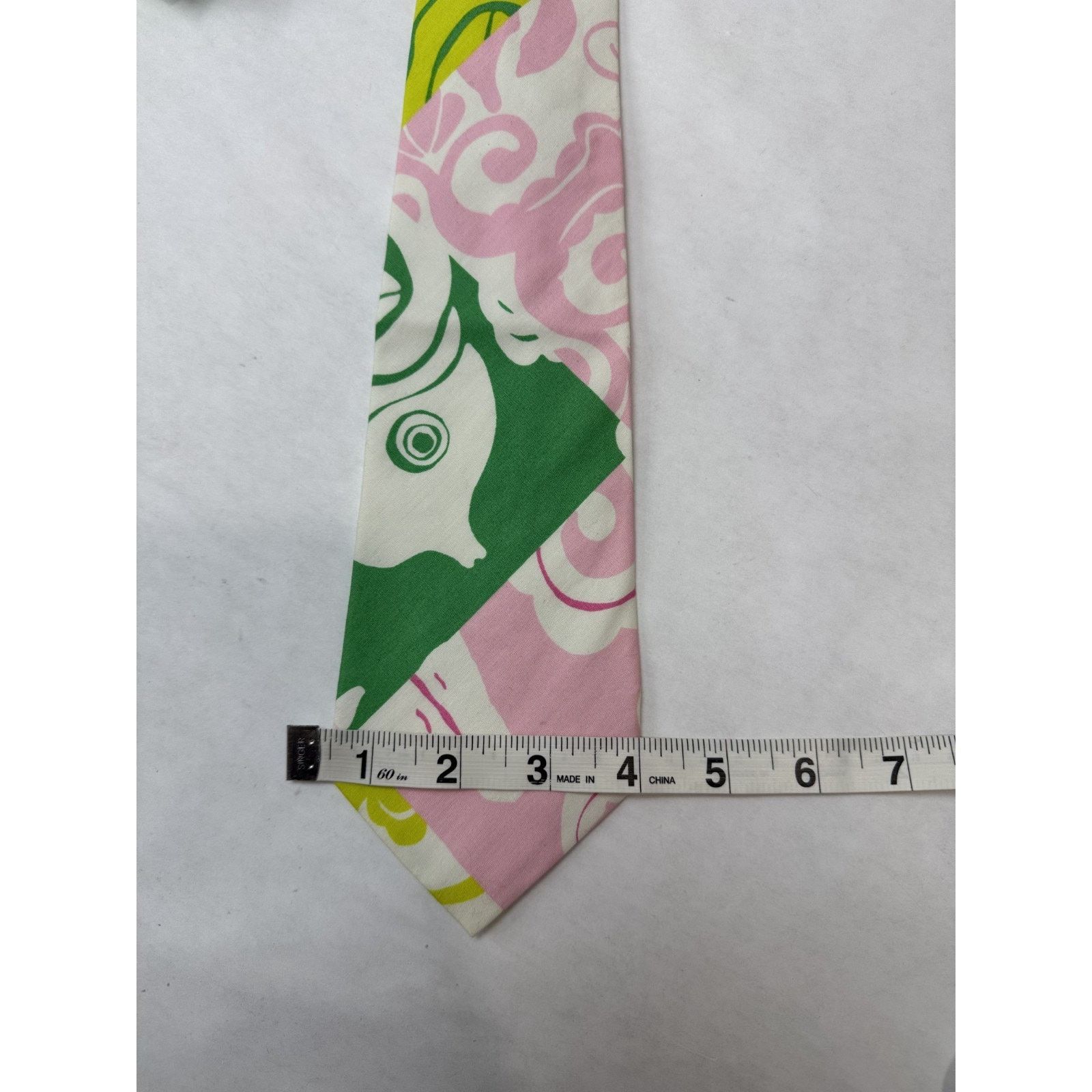 Lilly Pulitzer Vtg Lilly Pulitzer Tie Pink Green Tropical Palm Beach Rare Size ONE SIZE - 4 Thumbnail