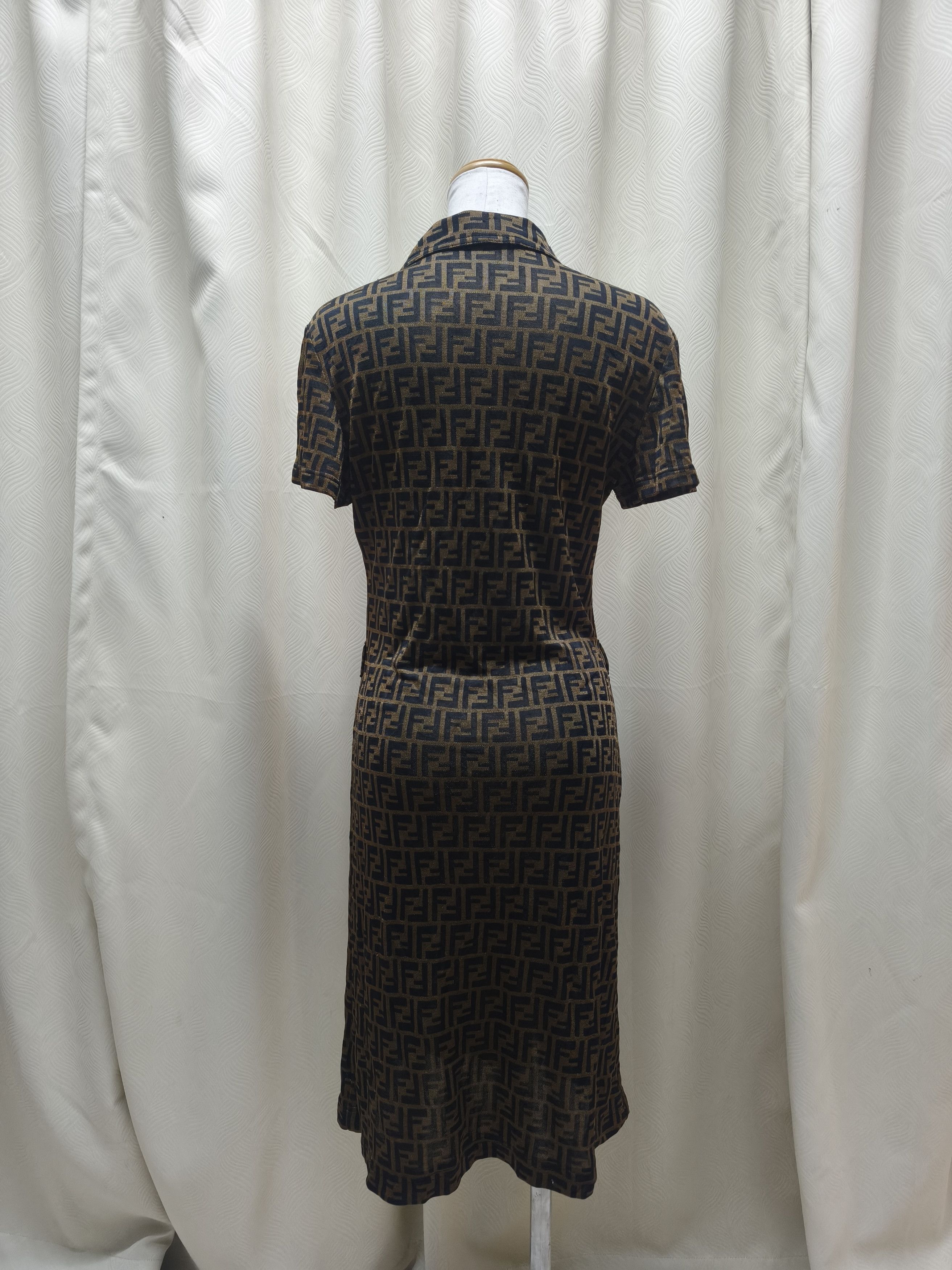 Fendi Archive Fendi Zucca Pattern Collared Dress 90s Era Size M / US 6-8 / IT 42-44 - 3 Thumbnail