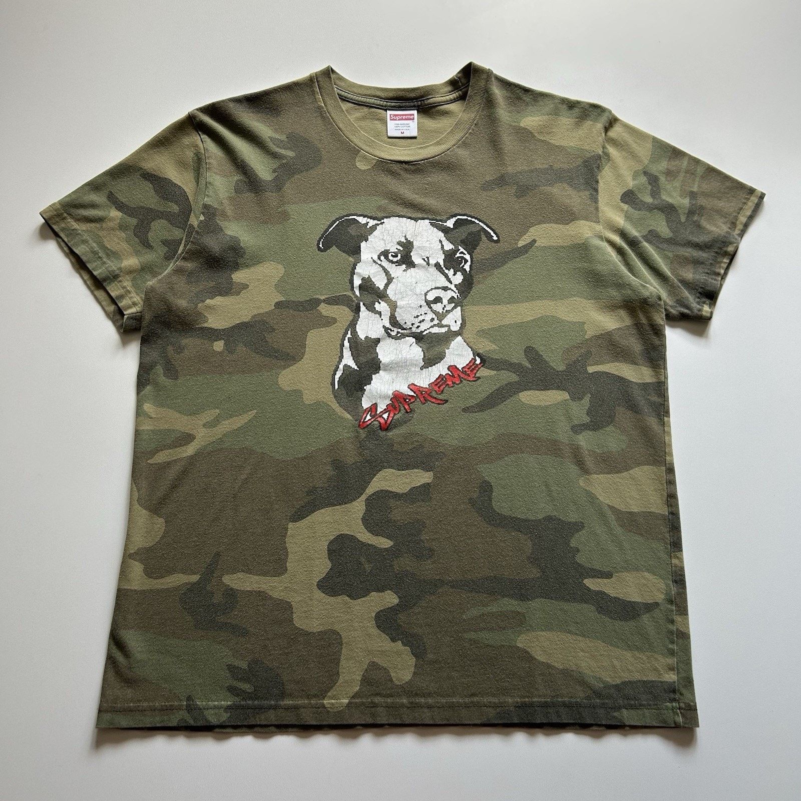 Supreme Pitbull Woodland Camo T Shirt Medium USA Camouflage