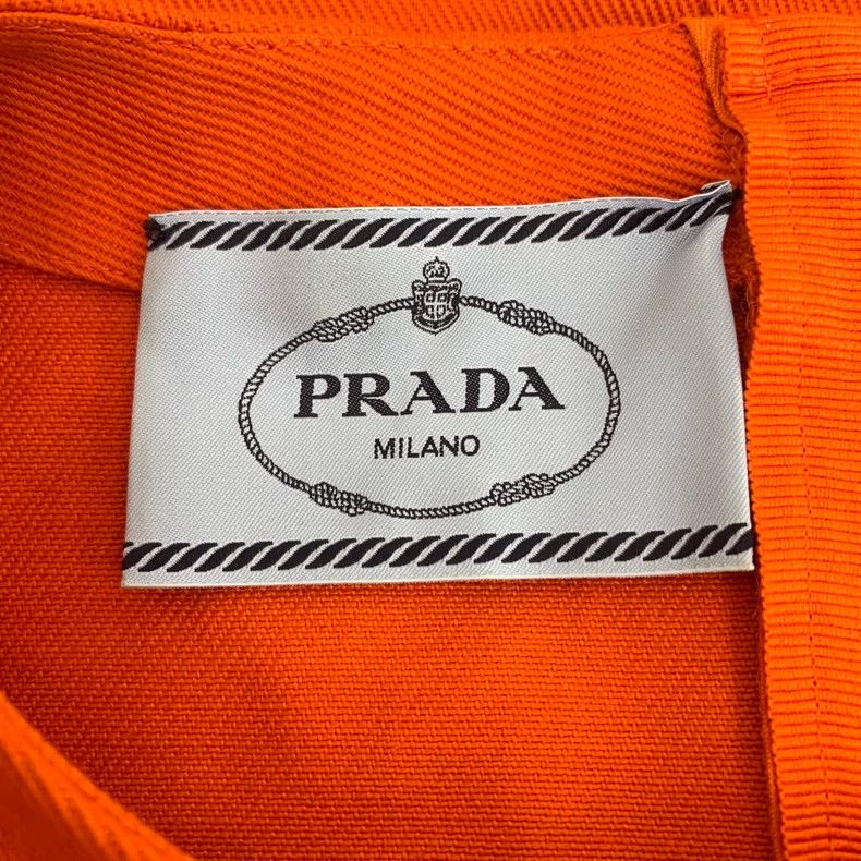 Prada Prada Size36 Orange triangle embossed cotton round-neck sho Size US XXS / EU 40 - 6 Thumbnail