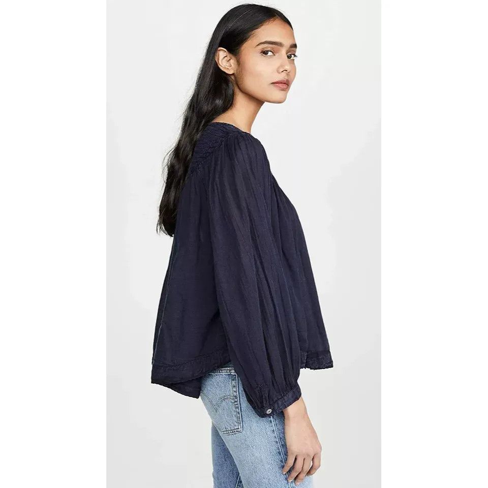 Free People Free People Cool Meadow Woven Cotton Top, Navy, Sz. S Size S / US 4 / IT 40 - 2 Thumbnail