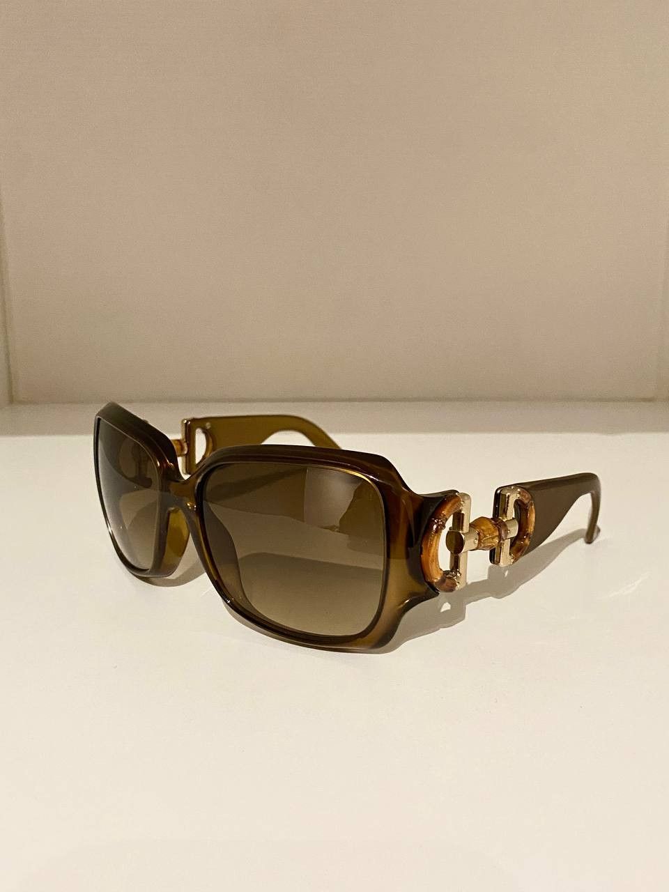 Gucci Gucci Horsebit GG Logo Bamboo Oversized Sunglasses Vintage Size ONE SIZE - 8 Thumbnail