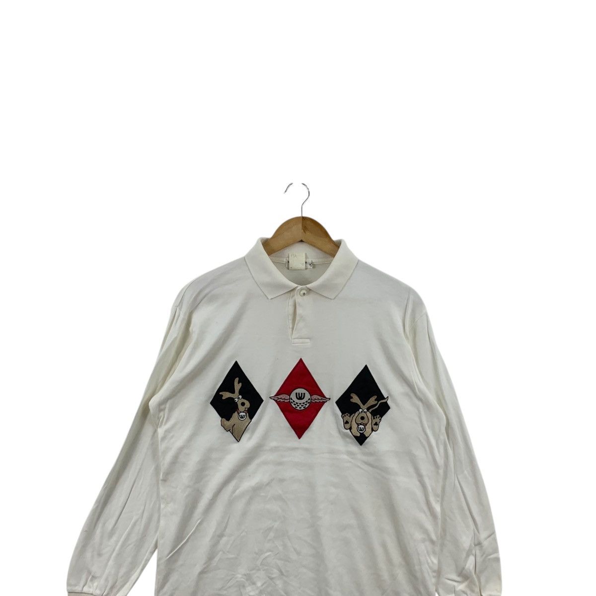 Vintage Vintage MU SPORTS JAPAN Deer Embossed Logo Polo Tee Shirt Size M / US 6-8 / IT 42-44 - 2 Thumbnail