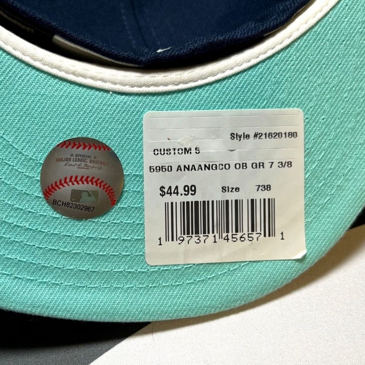 New Era VINTAGE New Era 59FIFTY Fitted Hat Mens 7 3/8 Navy Anaheim Angels 50th Anniversary Patch Size ONE SIZE - 5 Thumbnail