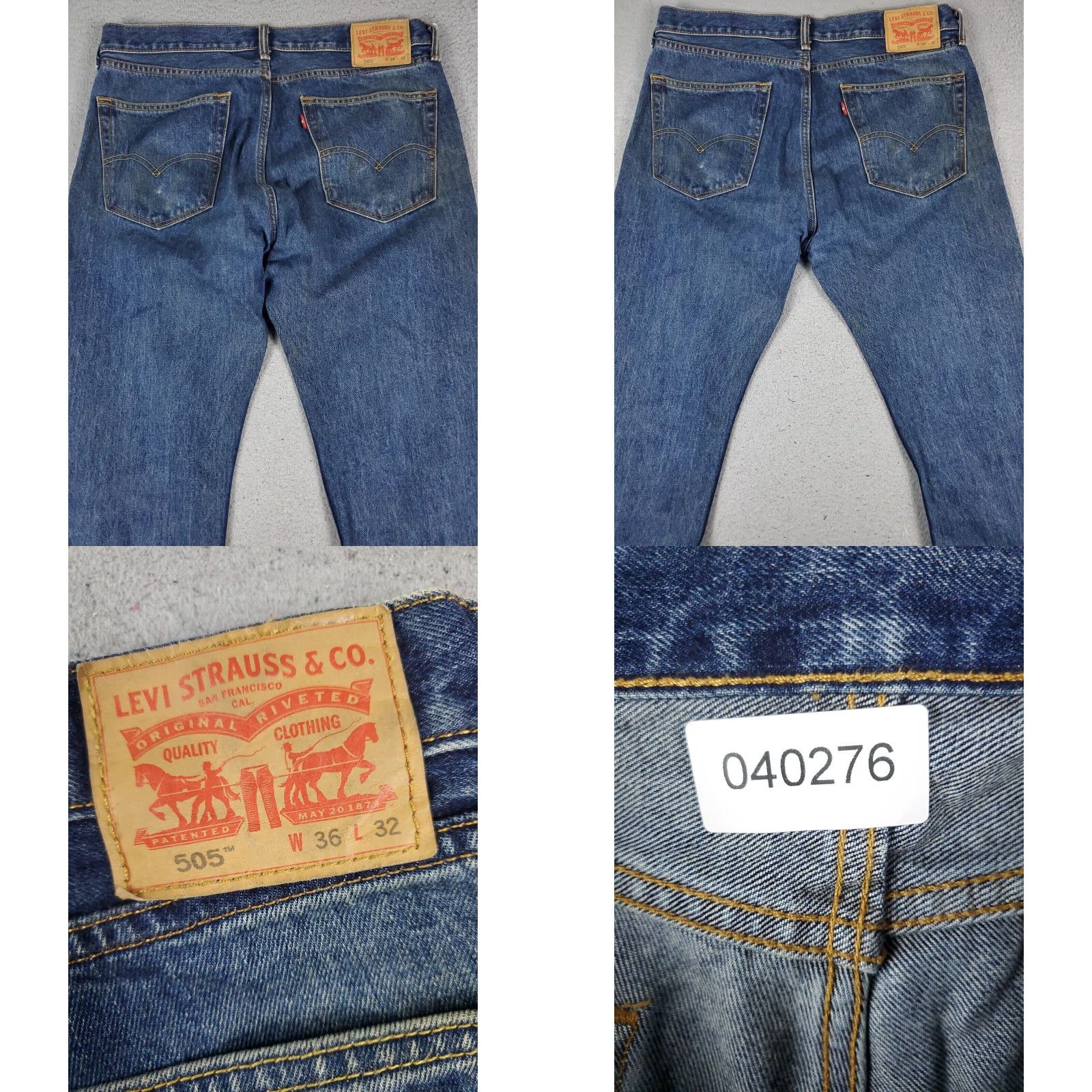 Levi's Mens Levis 505 Blue Jeans 36x32 Extra Large XL Casual Straight Leg Denim Pants Size US 36 / EU 52 - 8 Thumbnail