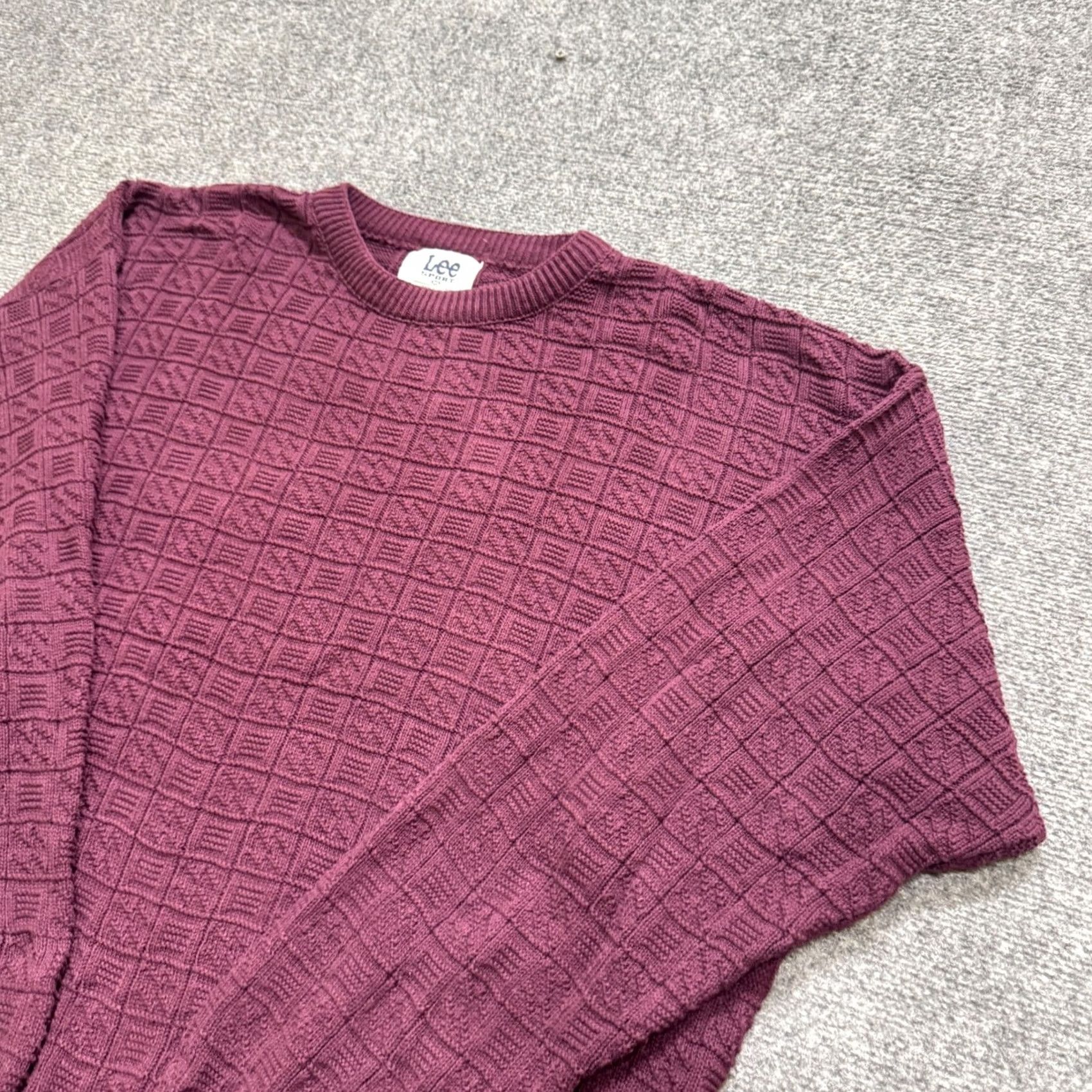 Vintage VINTAGE Lee Sport Sweater Mens XL Maroon 90s Y2K Made In USA Patterned Sweatshirt Regular Big Boy? Size US XL / EU 56 / 4 - 8 Thumbnail