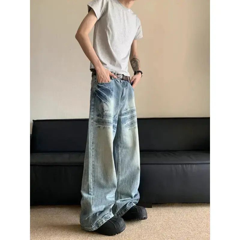 Japanese Brand Retro loose straight tube electric stripe jeans Size US 32 / EU 48 - 6 Thumbnail