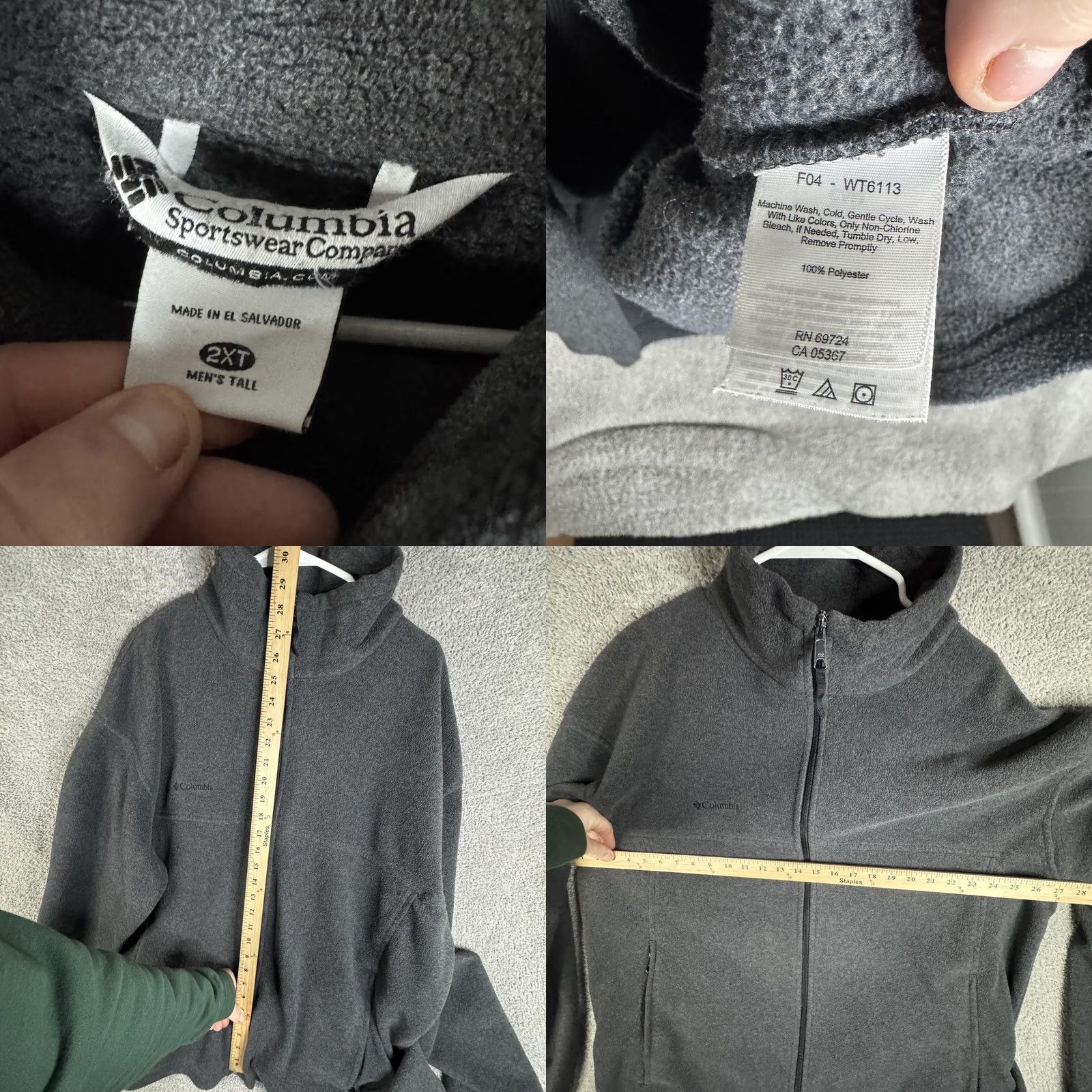Vintage Columbia Fleece Jacket Mens 2XLT Gray Full Zip Hiking Outdoor Warm WT6113 Size US XXL / EU 58 / 5 - 8 Thumbnail