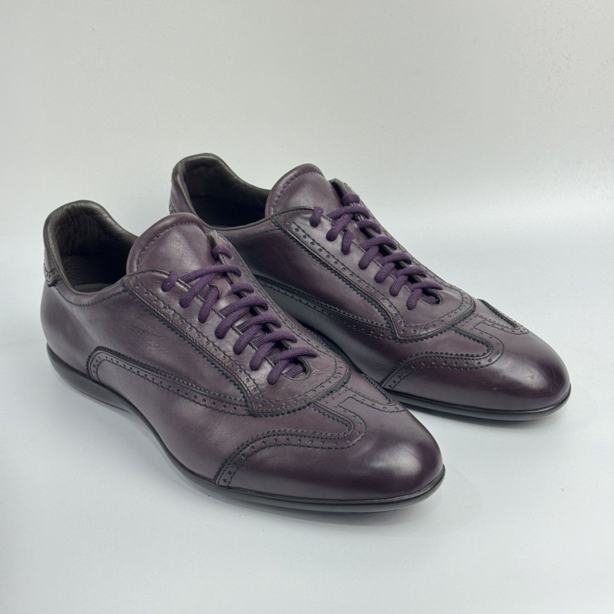 Santoni Santoni Caoutchouc Italy - Purple Low-top Leather Sneakers🔥 Size US 9 / EU 42 - 4 Thumbnail