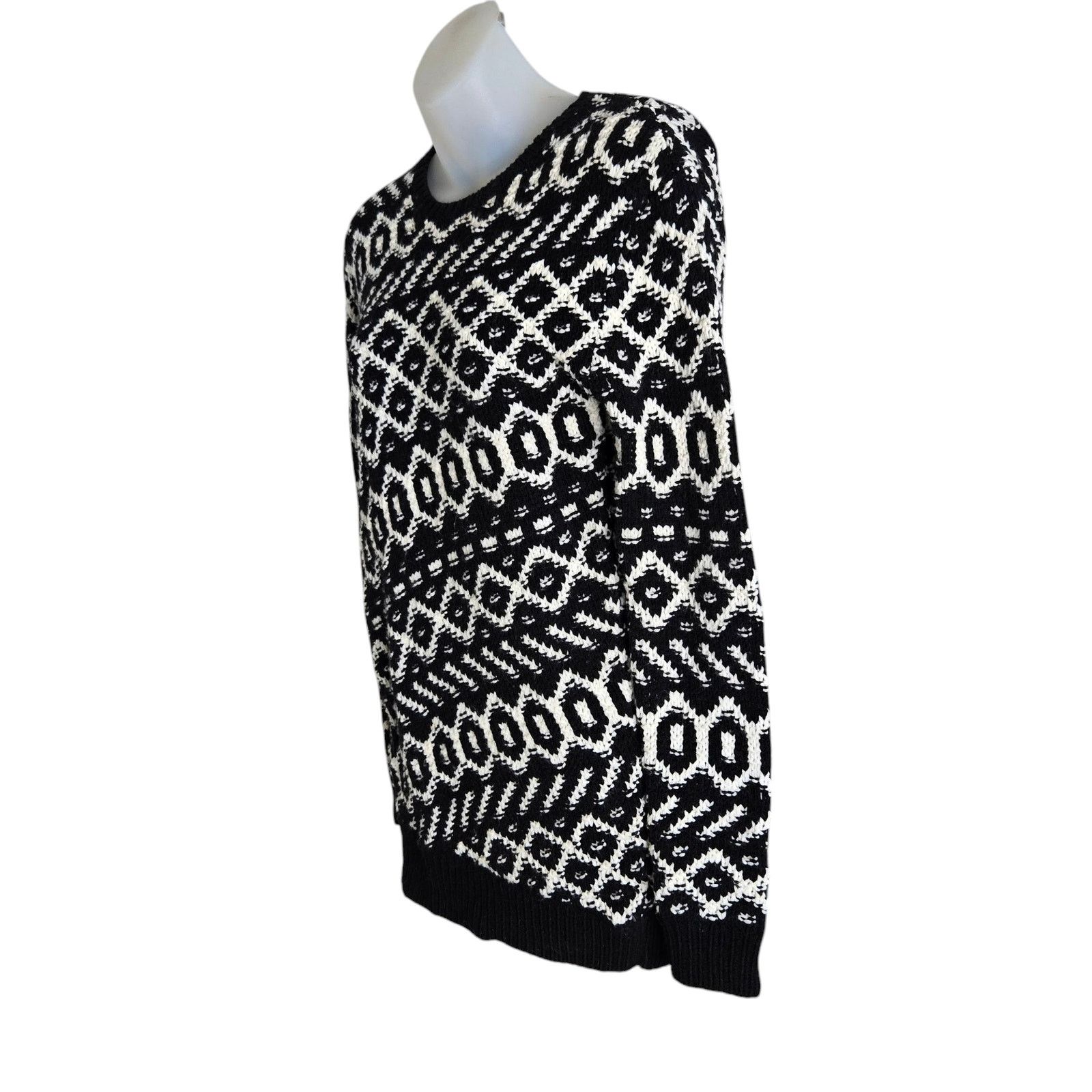 Ann Taylor Ann Taylor Womens Geometric Print Sweater XS Black White Size XS / US 0-2 / IT 36-38 - 4 Thumbnail