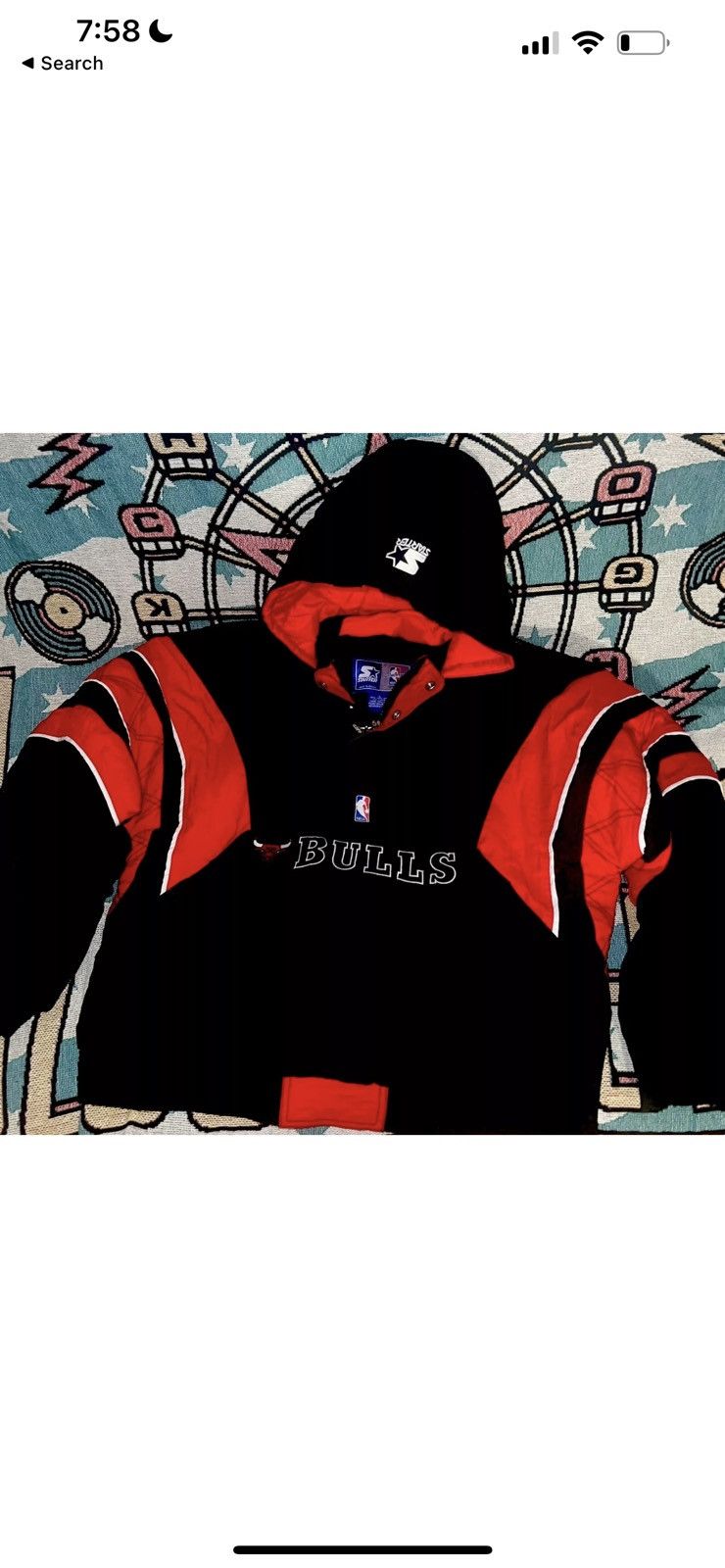 Starter STARTER Chicago Bulls Black Red Pullover Winter Jacket L Size US L / EU 52-54 / 3 - 1 Thumbnail