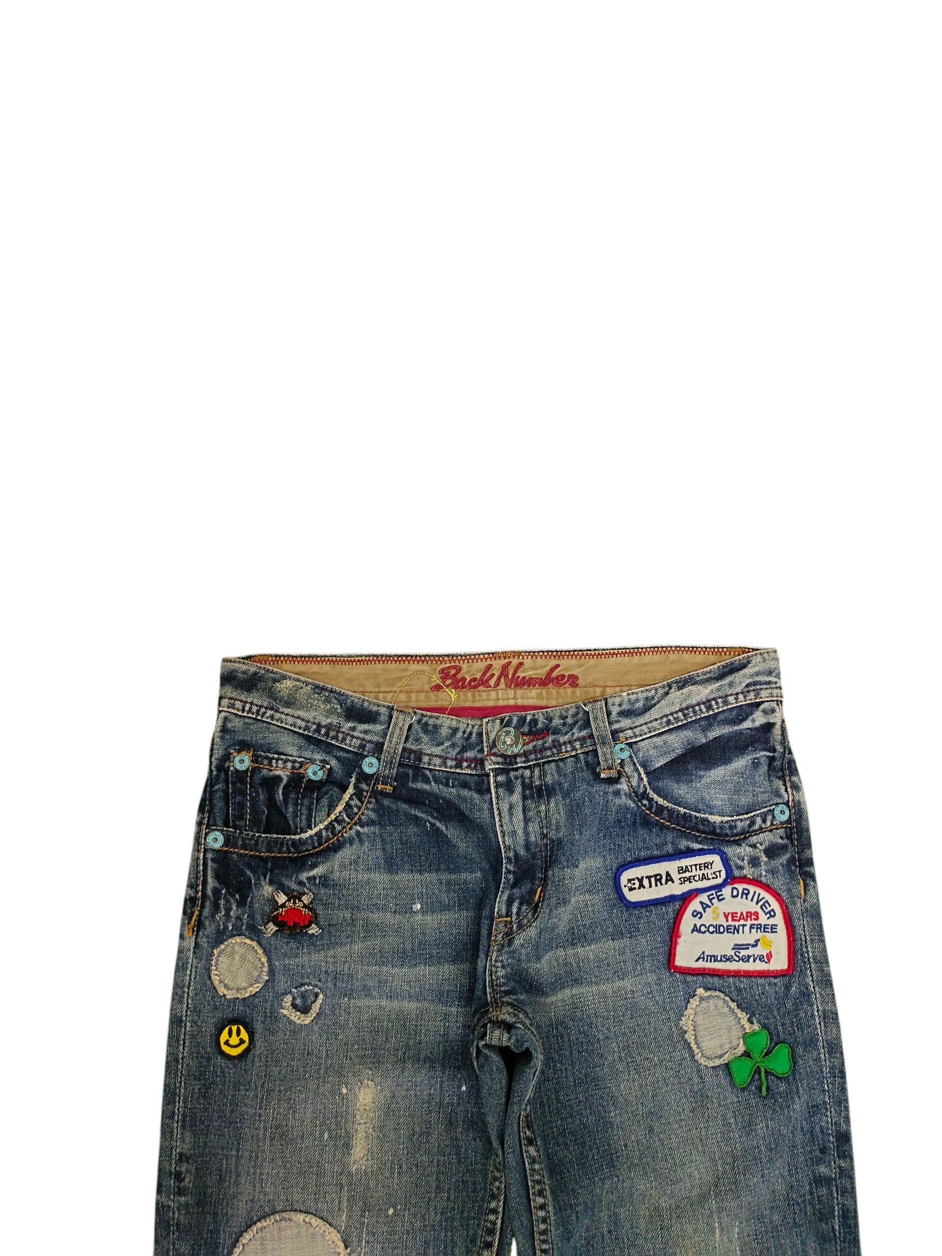 Flare Jeans Back Number Patches Clawmark Distress Bootcut