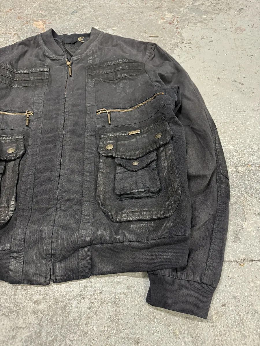 Just Cavalli AW2007 Cavalli Utility Multi Pockets Black Waxed Bomber Jacket Size US L / EU 52-54 / 3 - 5 Thumbnail