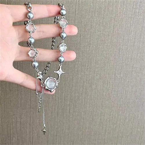 Jewelry Electro Chain Crystal Stone Silver Abstract Star Pop Fantasy Size ONE SIZE - 3 Thumbnail