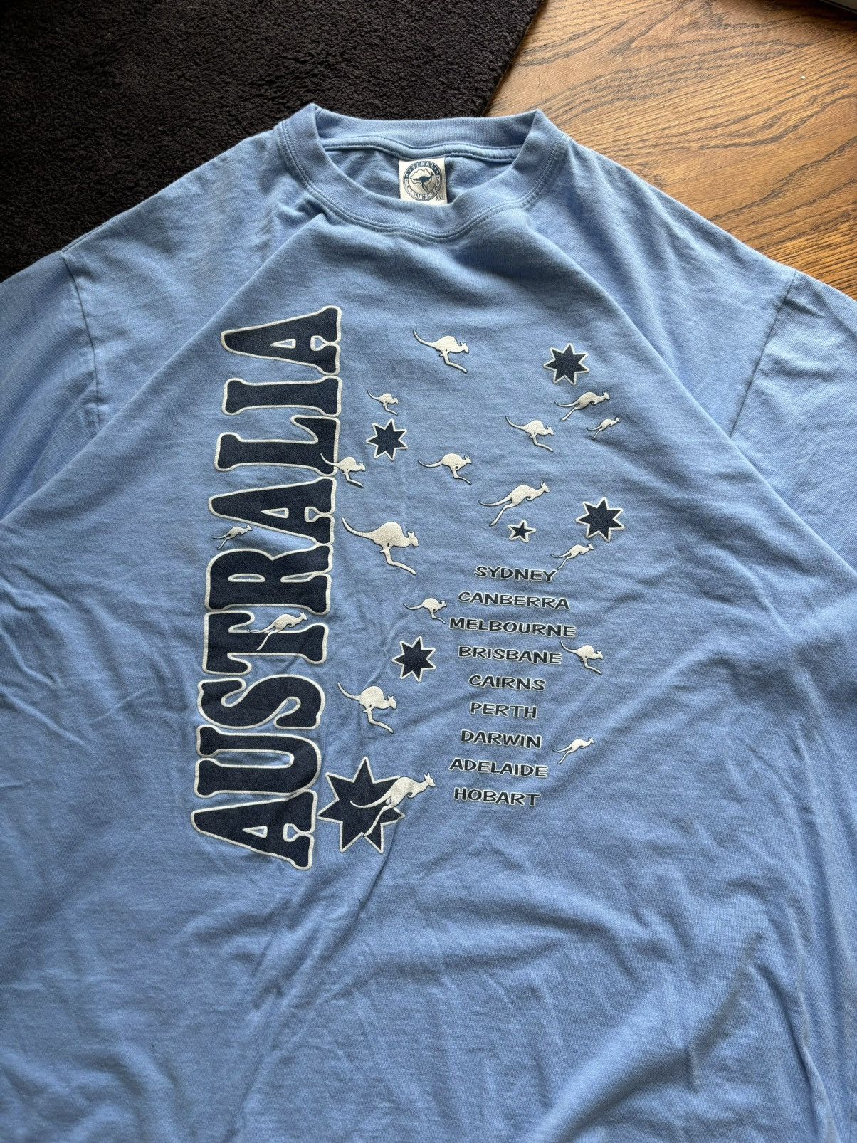 Man Made In Australia × Vintage 1990s Vintage Australia T-Shirt 90s Vintage Tee Kangaroo Blu Size US XXL / EU 58 / 5 - 4 Thumbnail