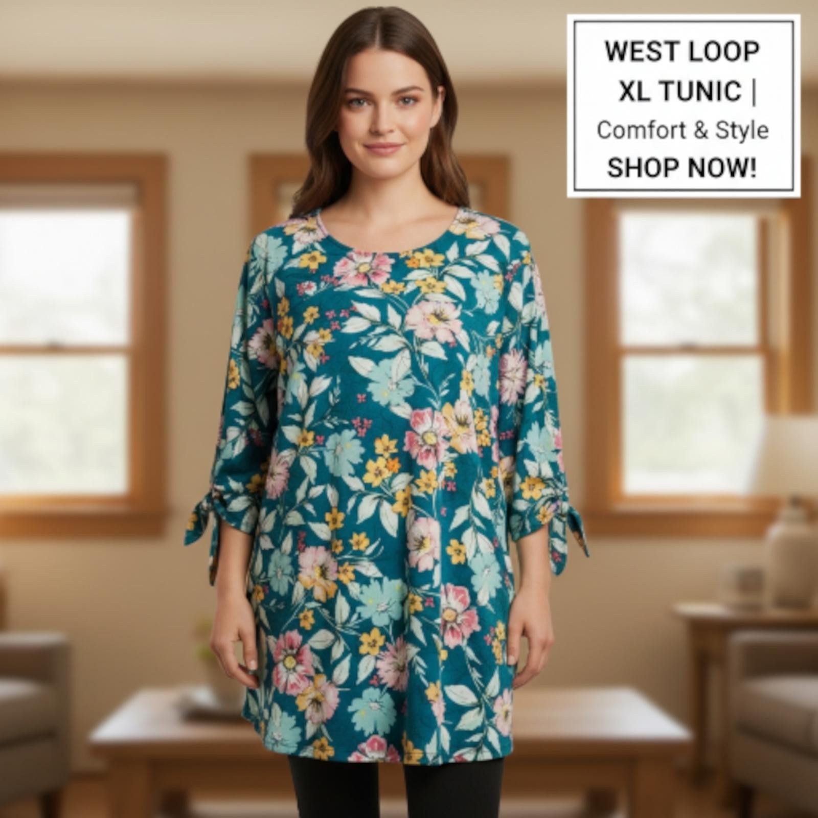 Loop & Weft West Loop XL Floral Print Tunic Top Size XL / US 12-14 / IT 48-50 - 1 Thumbnail