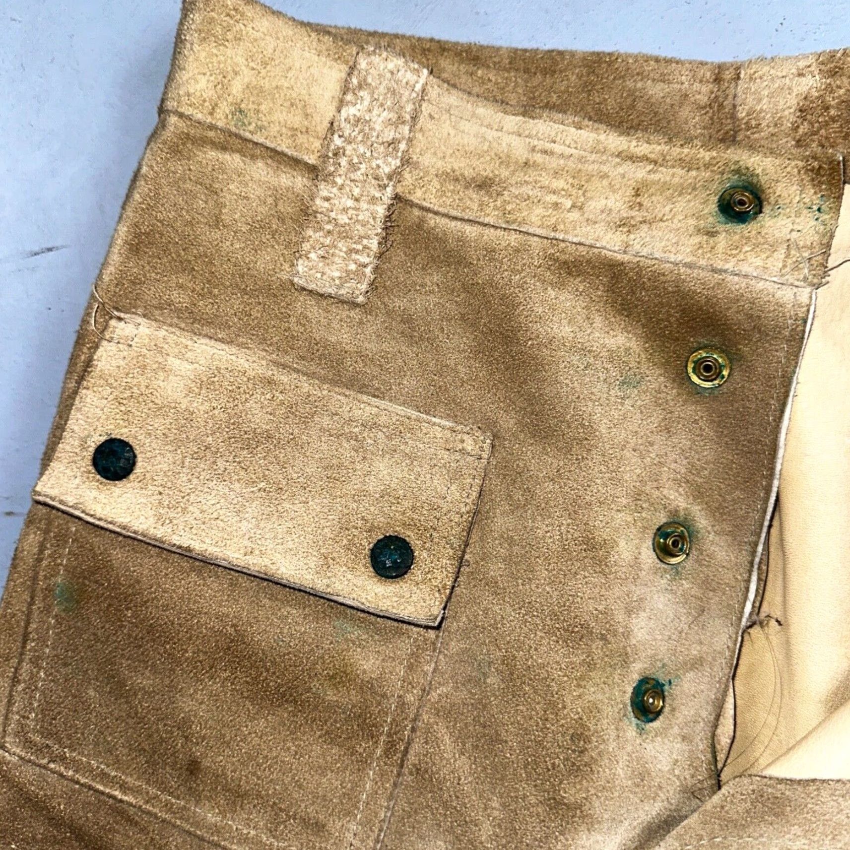 VINTAGE 1960s Leather Pants 28 Wide Leg Brown Rockabilly 60s Cowboy Suede 27x30