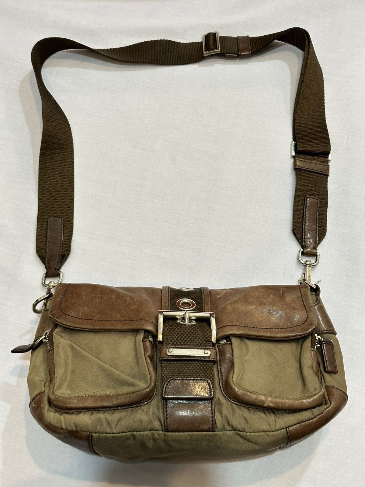 Prada Prada Tessuto and Leather Buckle Flap Shoulder Bag. Size ONE SIZE - 1 Thumbnail