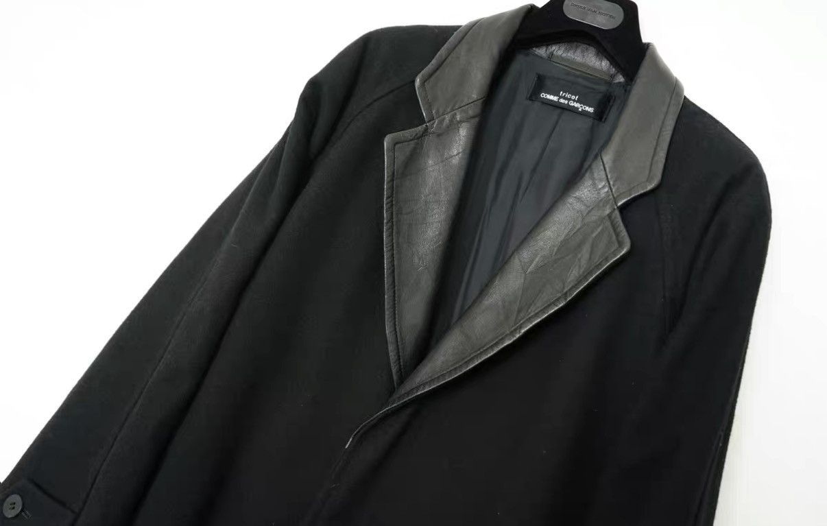 Comme des Garcons Comme des Garçons Leather Collar Paneled Long Wool Coat Size US M / EU 48-50 / 2 - 3 Thumbnail