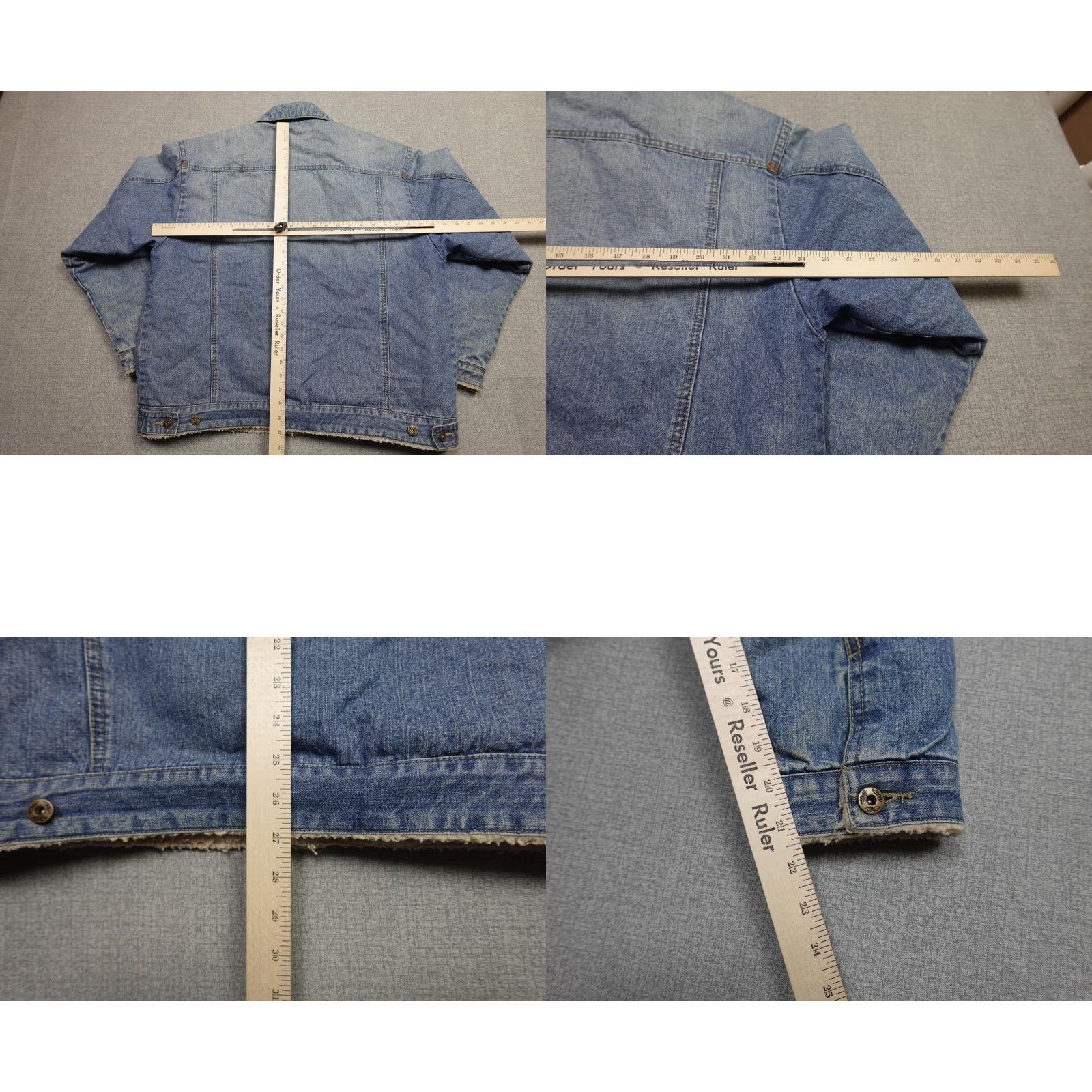 Denime VINTAGE Skate Denim Jacket Mens 2XL Blue Light Wash Sherpa Lined Bomber Jacket Casual Winter Size US XXL / EU 58 / 5 - 8 Thumbnail