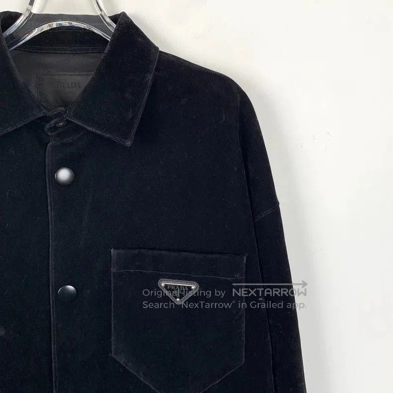 Prada Prada Black Cotton Triangle Logo Jacket. Size US L / EU 52-54 / 3 - 3 Thumbnail