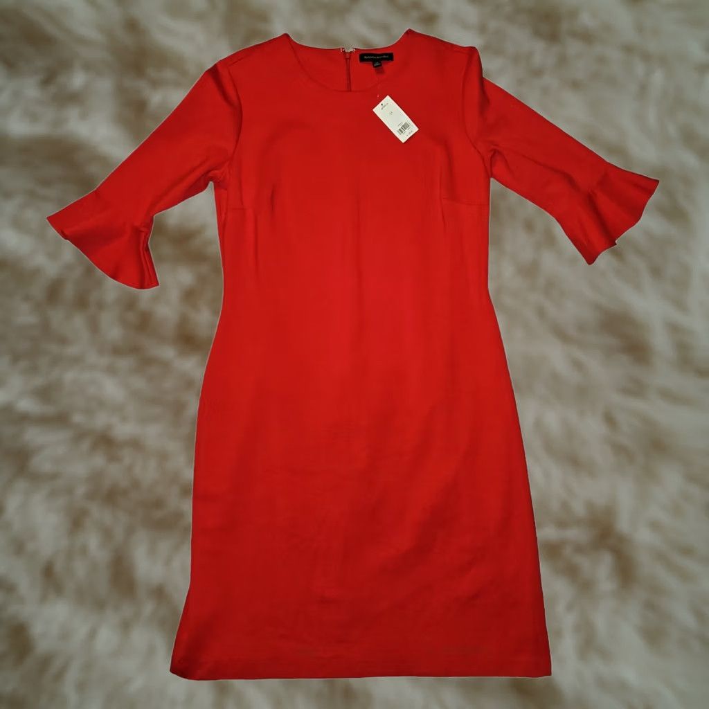 Banana Republic Banana Republic Pencil Dress Red Knee Length 14 3/4 Bell Sleeve Seam Zip NWT Size XL / US 12-14 / IT 48-50 - 1 Thumbnail