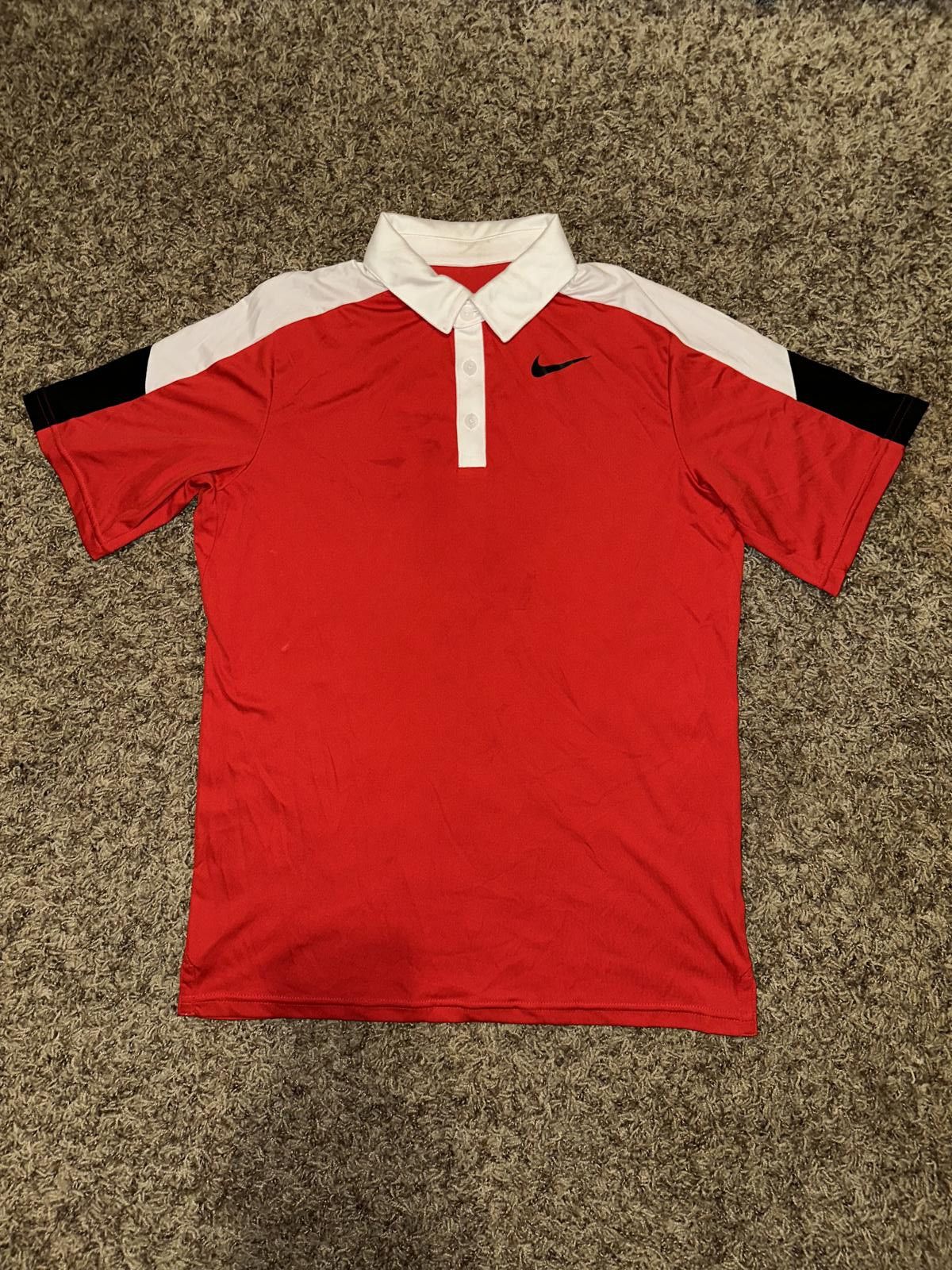 Nike Nike Boy's Dri-Fit Tennis Red Polo Short Sleeve Shirt Size US L / EU 52-54 / 3 - 1 Thumbnail