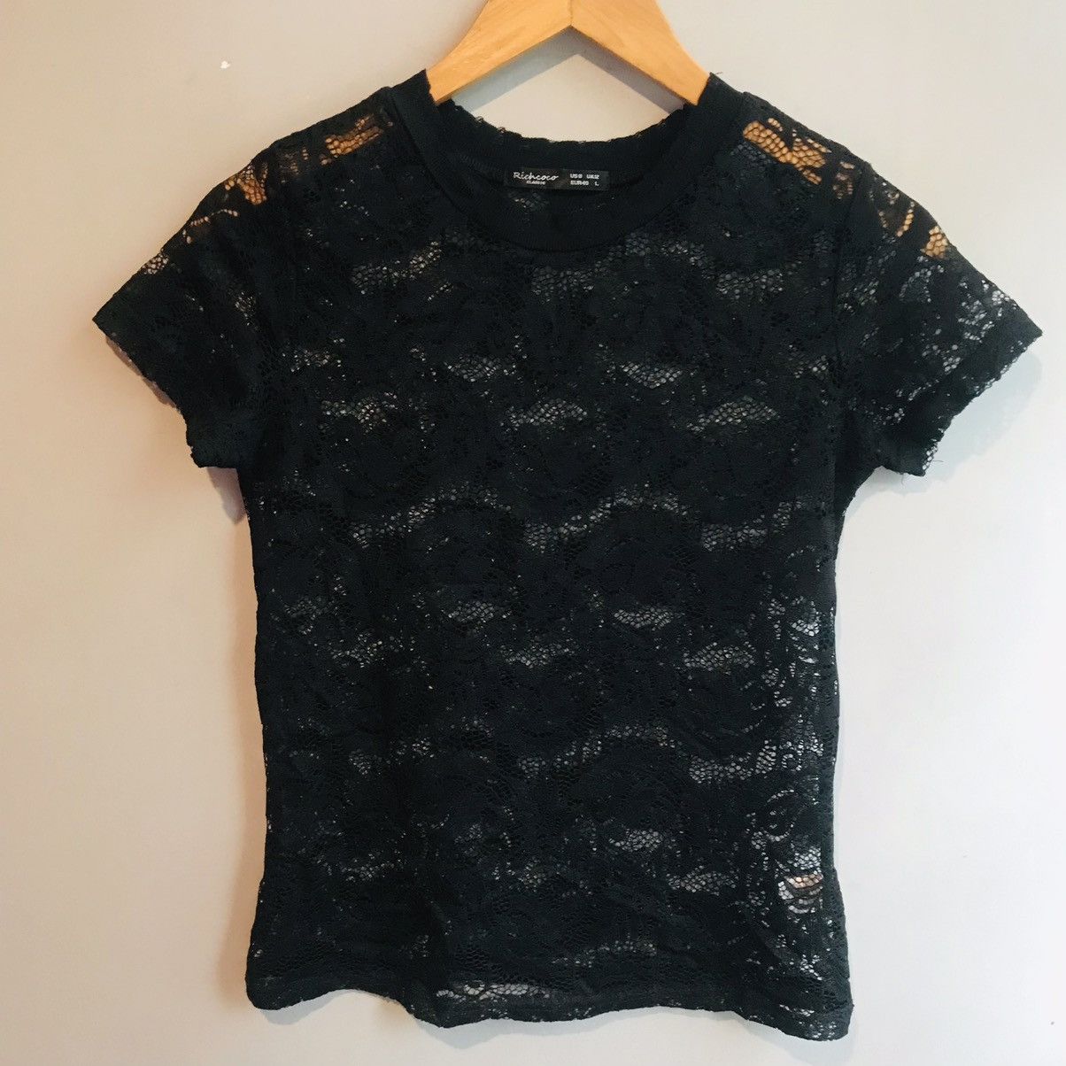 Japanese Brand Floral Lace Mesh Top Size L / US 10 / IT 46 - 1 Thumbnail