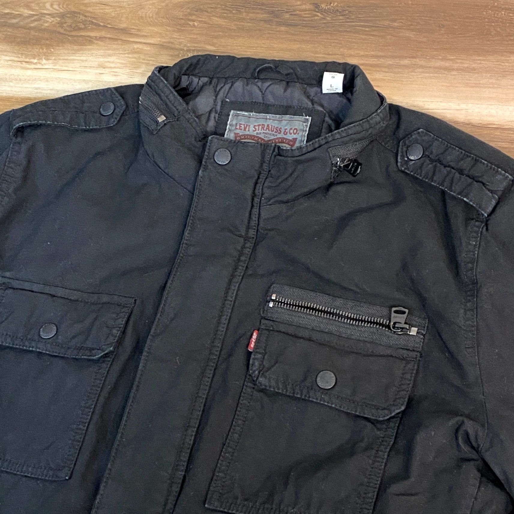 Levi's Levis Jacket Military Canvas Quilted Lining Black Large Mens Regular Size US L / EU 52-54 / 3 - 5 Thumbnail