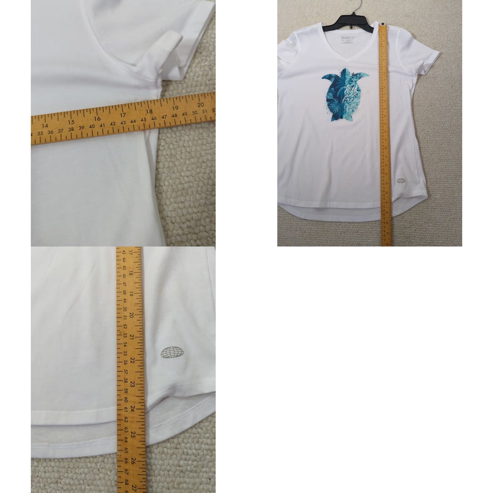 Vintage Reel Legends Women's Short Sleeve T-Shirt Turtle Design White M Beach Wild and Free Casual Summer Size 32" / US 10 / IT 46 - 8 Thumbnail