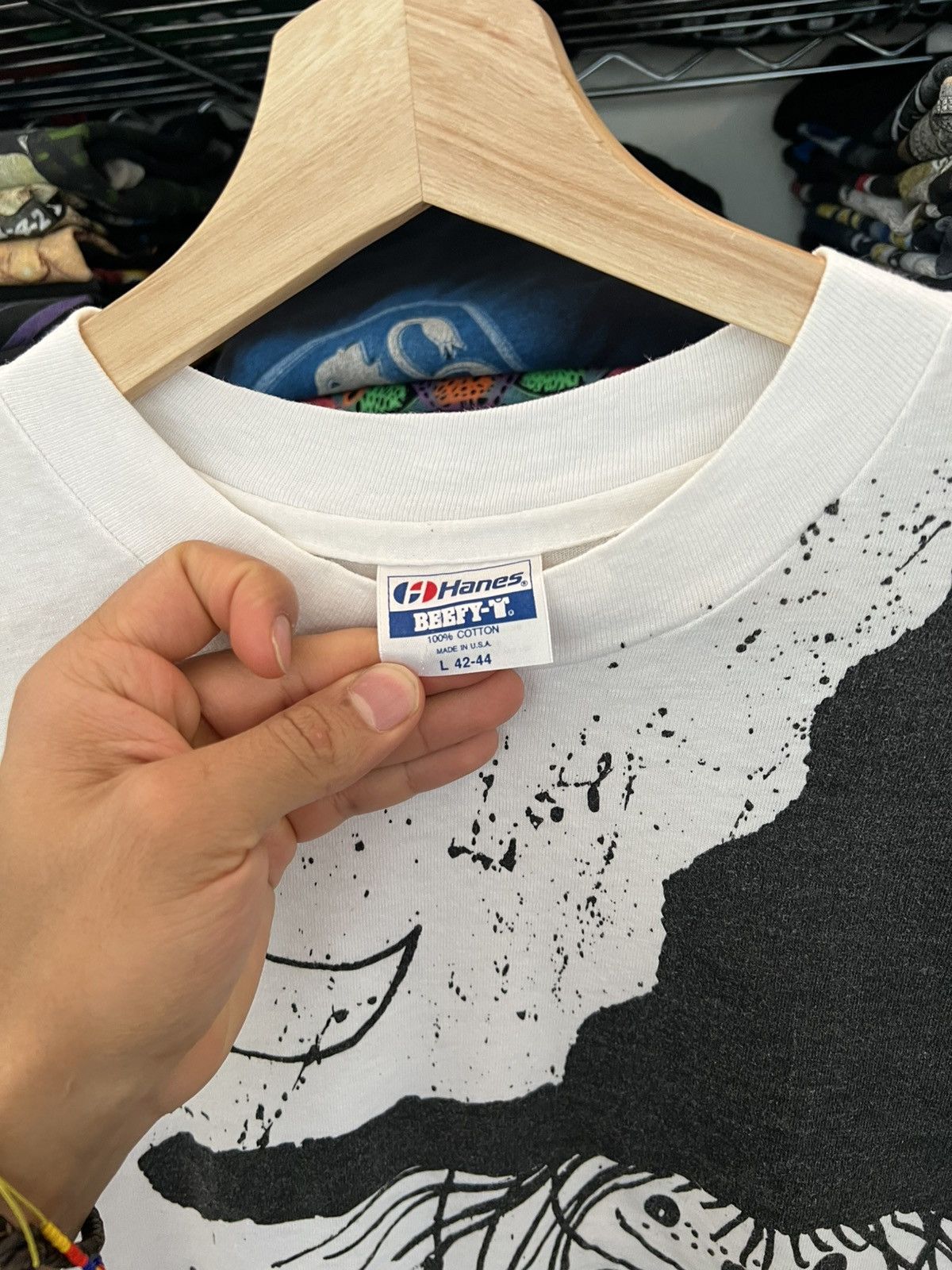 Hanes 80s Happy Halloween Witch Single Stitch Draw Paint Art Tee Size US L / EU 52-54 / 3 - 3 Thumbnail