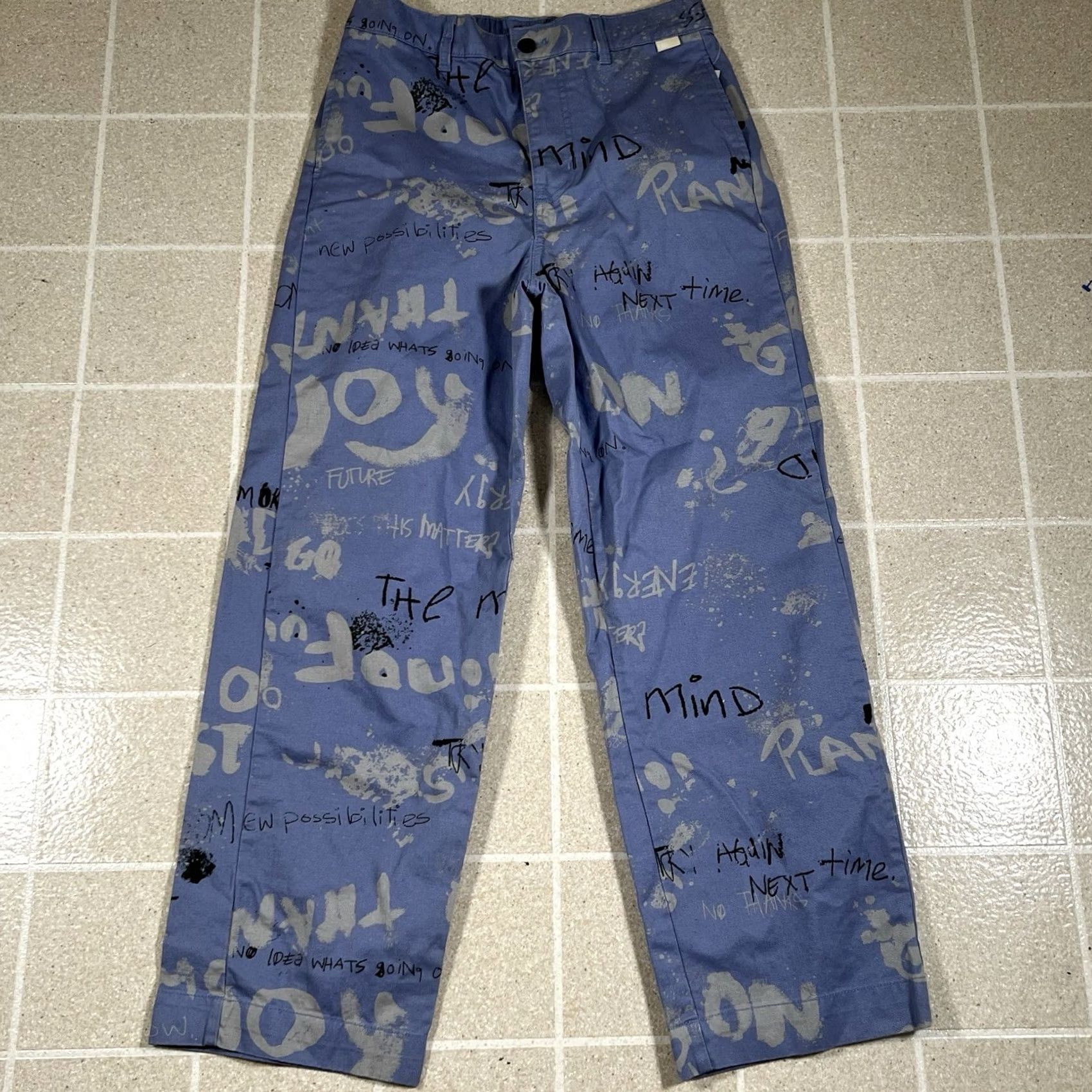 Urban Outfitters VINTAGE Urban Outfitters Pants Mens S Purple Allover Graffiti Print Baggy Wide Leg Shirt Size US 29 - 2 Thumbnail