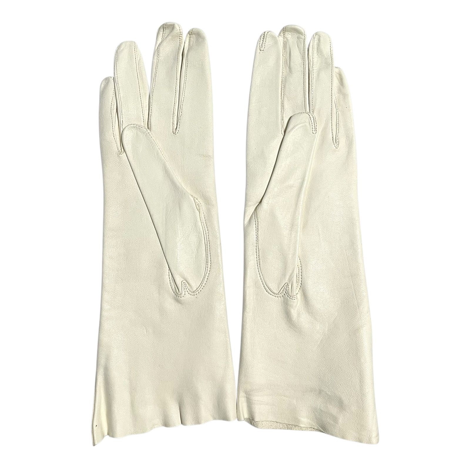 Vintage NWT Vintage Kid Skin Leather White Deadstock Long Gloves Size ONE SIZE - 3 Thumbnail