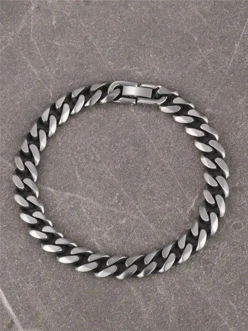 Jewelry × Vintage Retro Vintage Stainless Steel Bracelet Cuban Link Minimal Size ONE SIZE - 1 Thumbnail