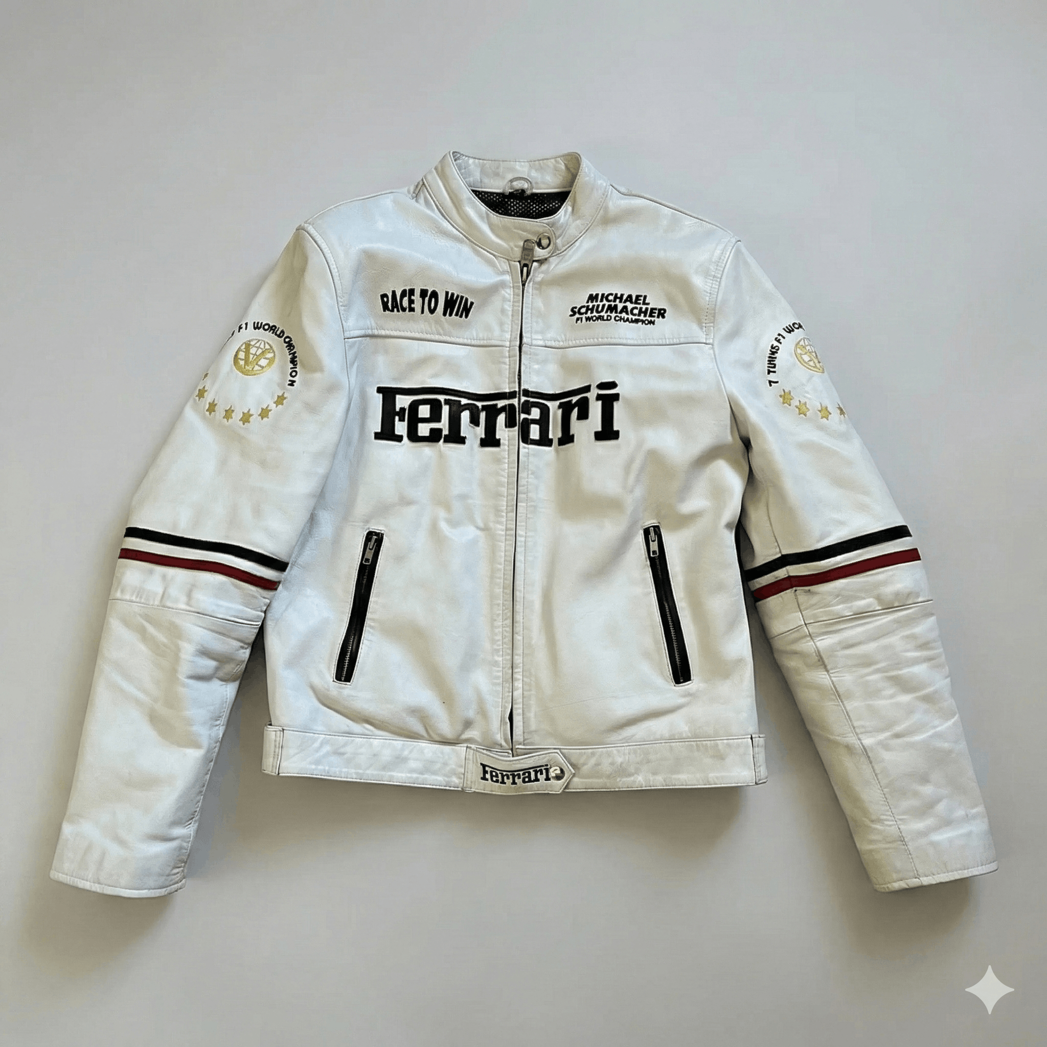 Vintage Ferrari Michael Schumacher F1 Leather Racing Jacket